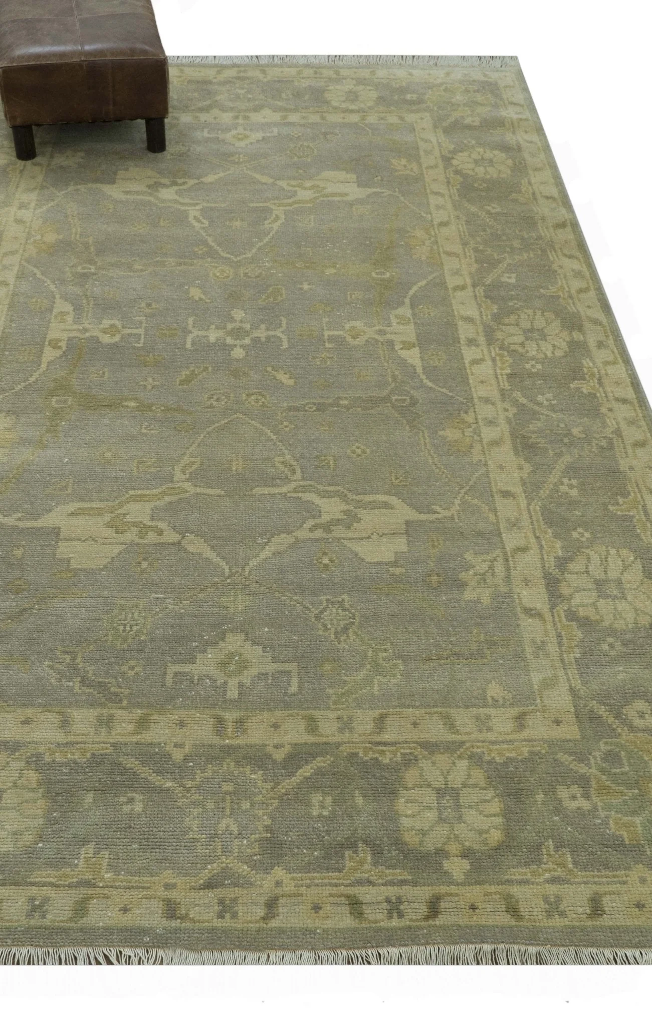 Gray And Beige Traditional Oushak Design Hand Knotted 5.6x8.6 wool area rug - Image 4