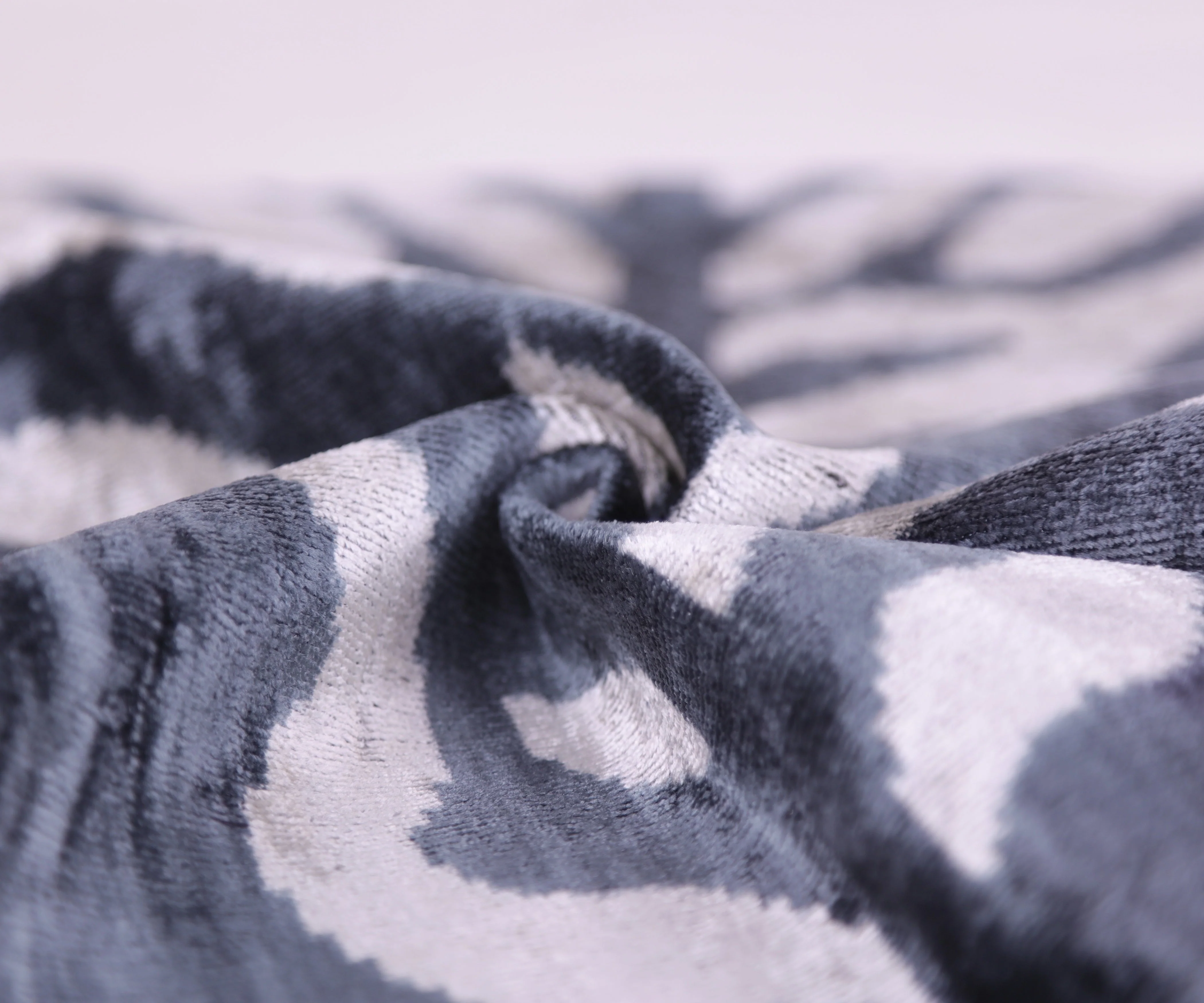 Gray Cream Ikat Silk Velvet Pillow – 16x16 Handmade Luxury Throw - Image 7