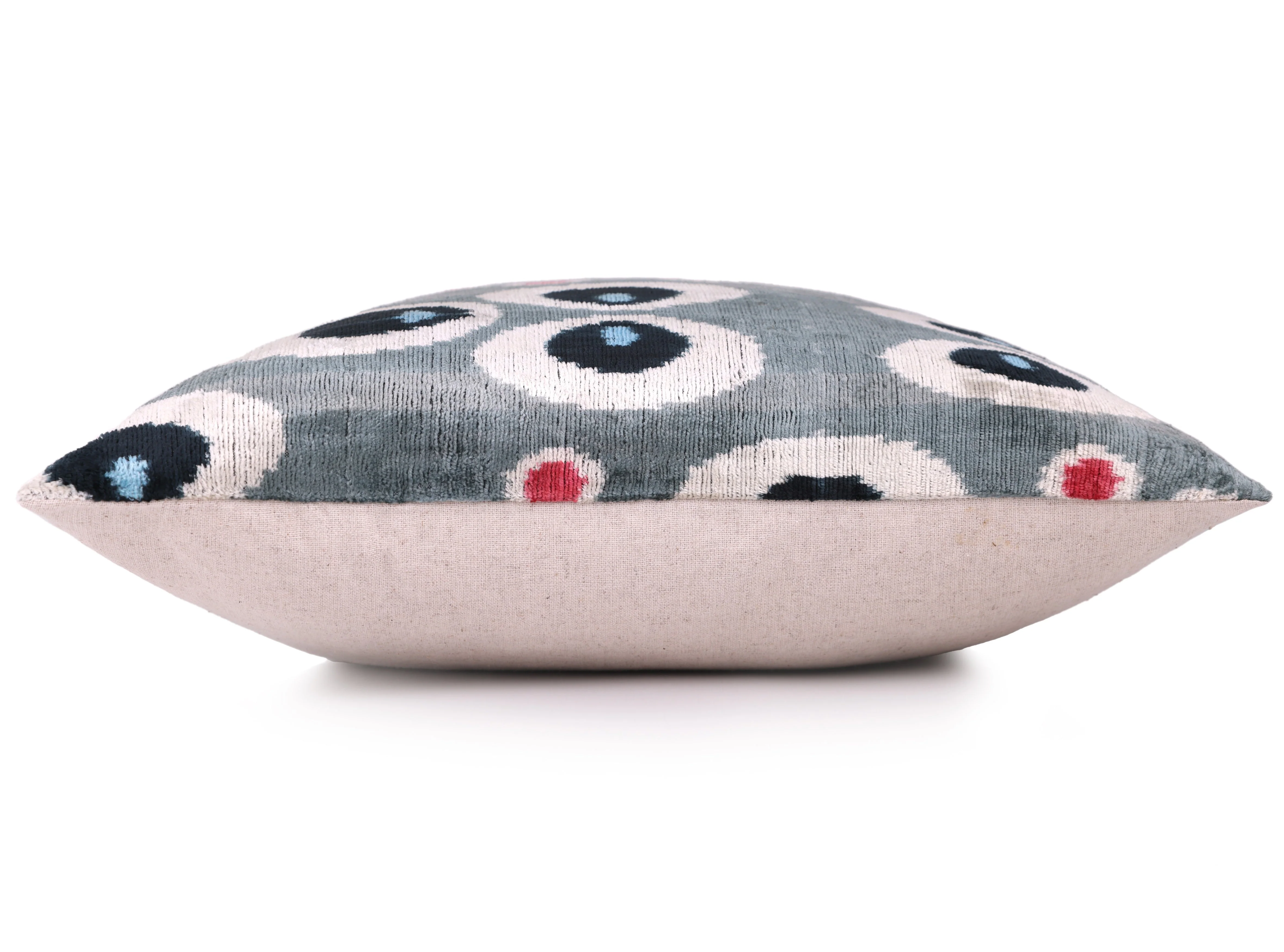 Gray Evil Eye Pattern Silk Velvet Pillow – 16x16 in - Image 3