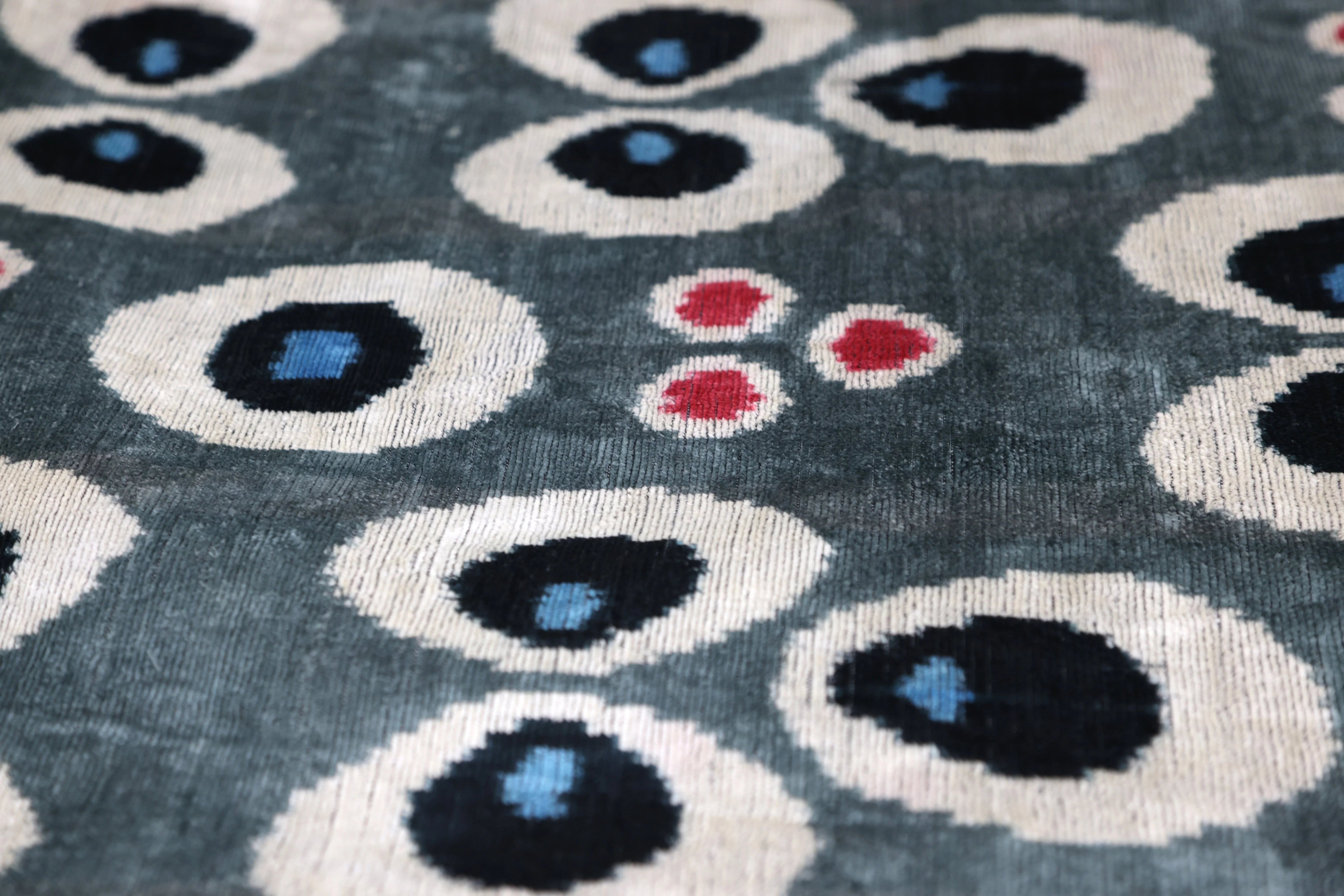 Gray Evil Eye Pattern Silk Velvet Pillow – 16x16 in - Image 4