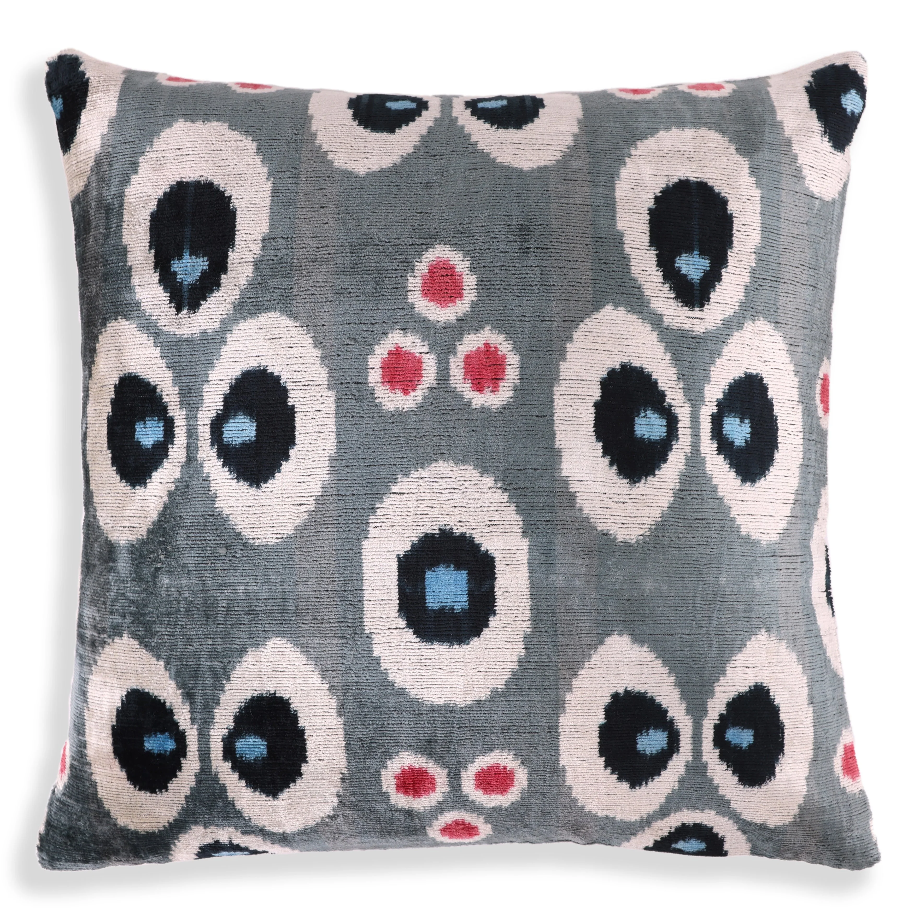 Gray Evil Eye Pattern Silk Velvet Pillow – 16x16 in - Image 5