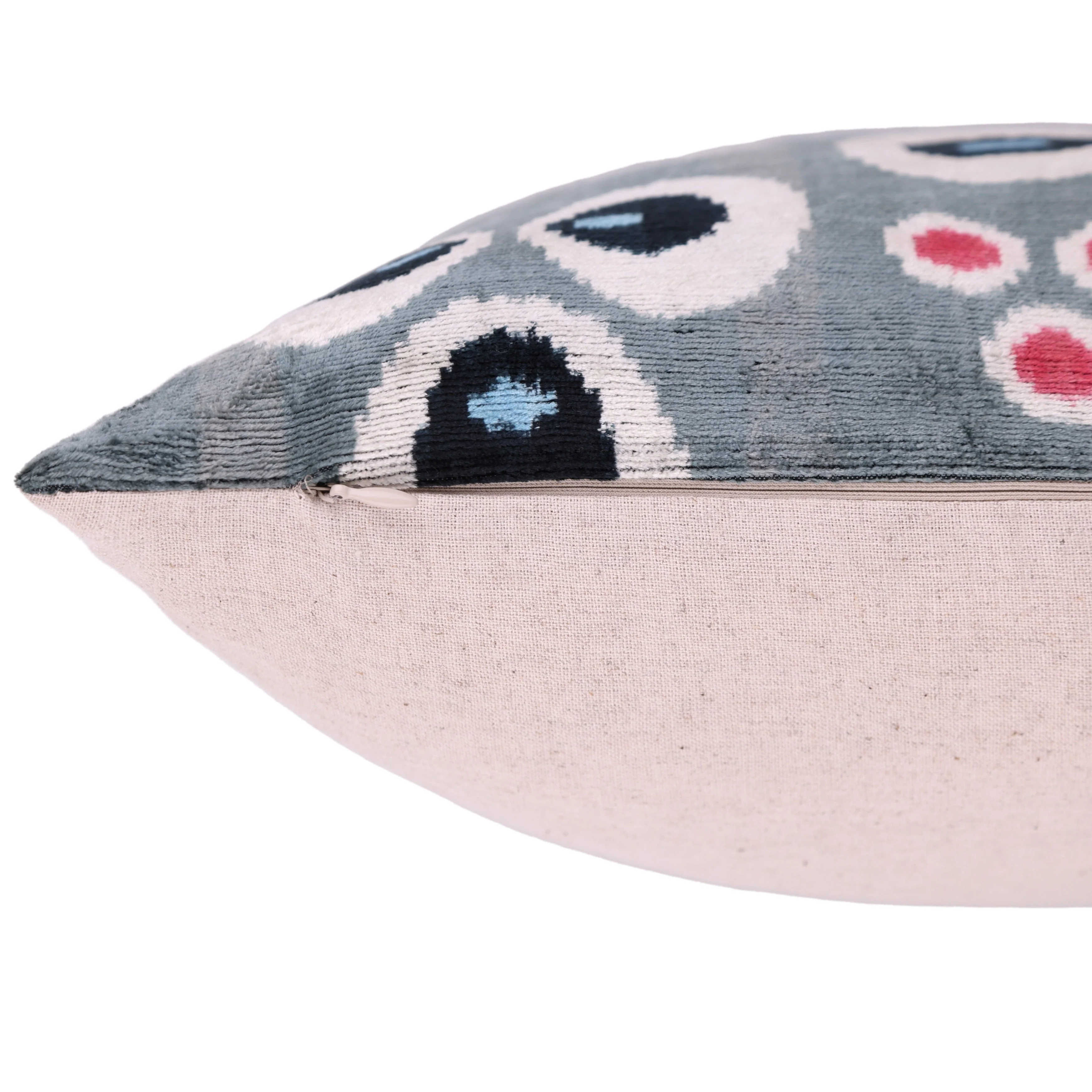 Gray Evil Eye Pattern Silk Velvet Pillow – 16x16 in - Image 6