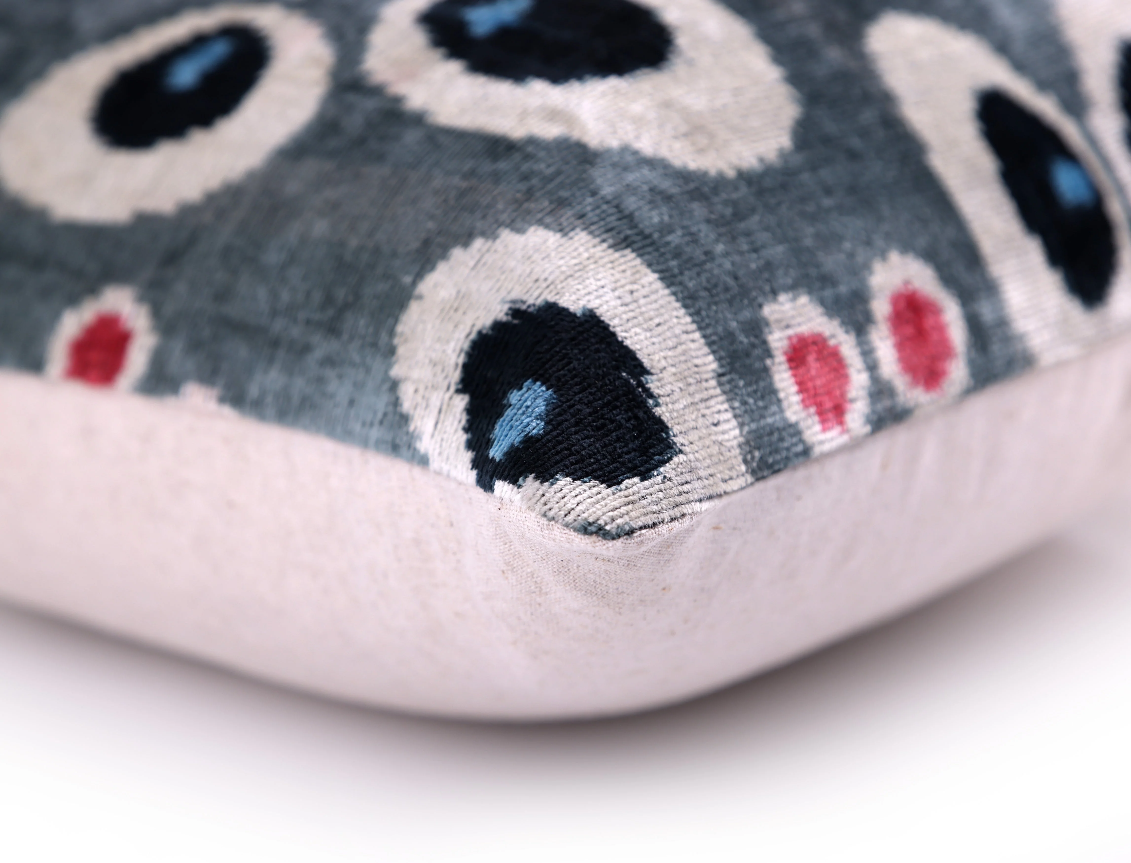 Gray Evil Eye Pattern Silk Velvet Pillow – 16x16 in - Image 8