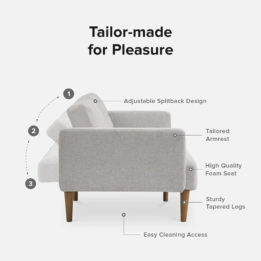 Gray Fabric Twin Futon Sofa Bed – Compact & Stylish Sleeper - Image 3