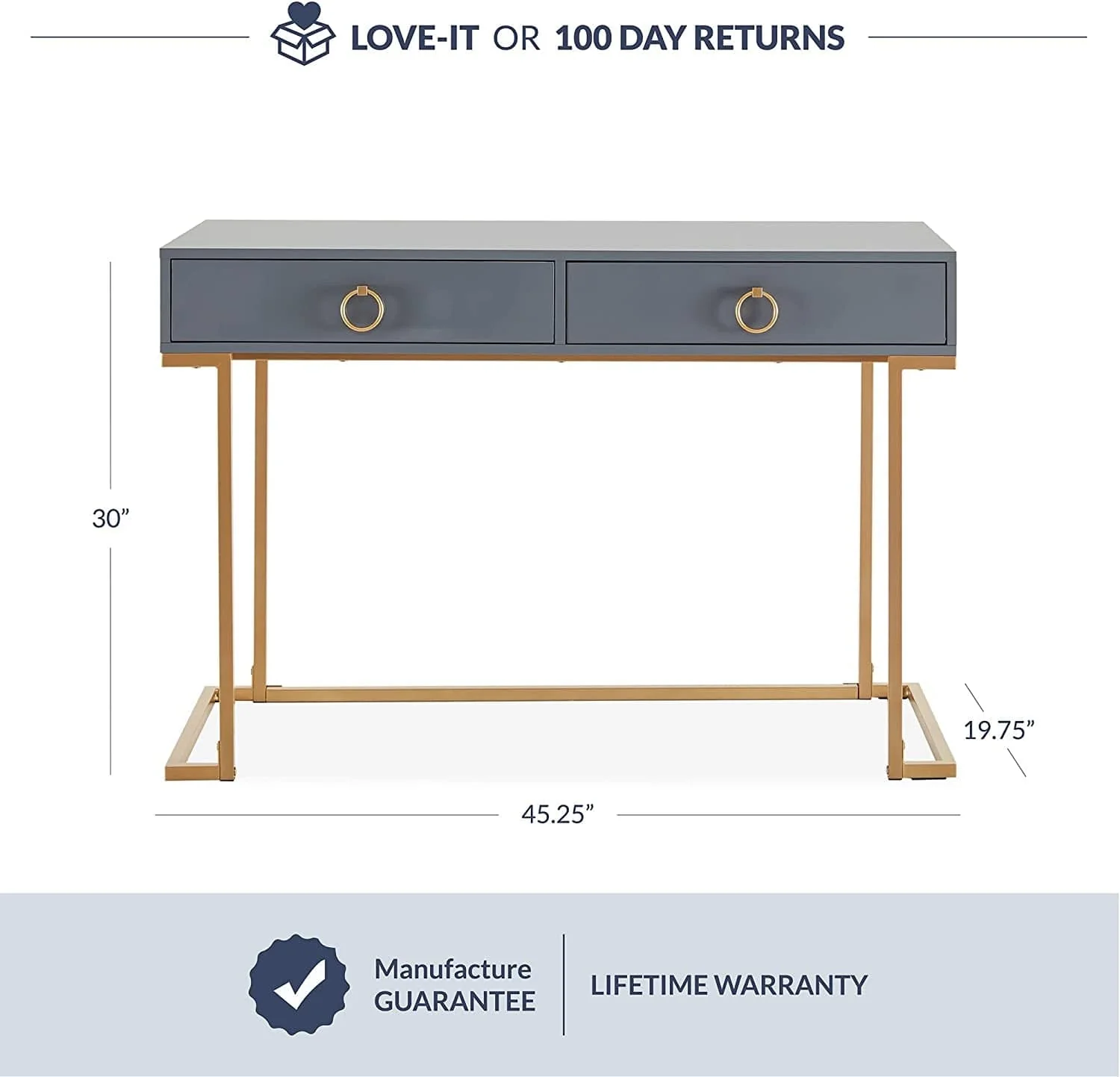 Gray Makeup Vanity Dressing Table or Home Office Desk - Image 3