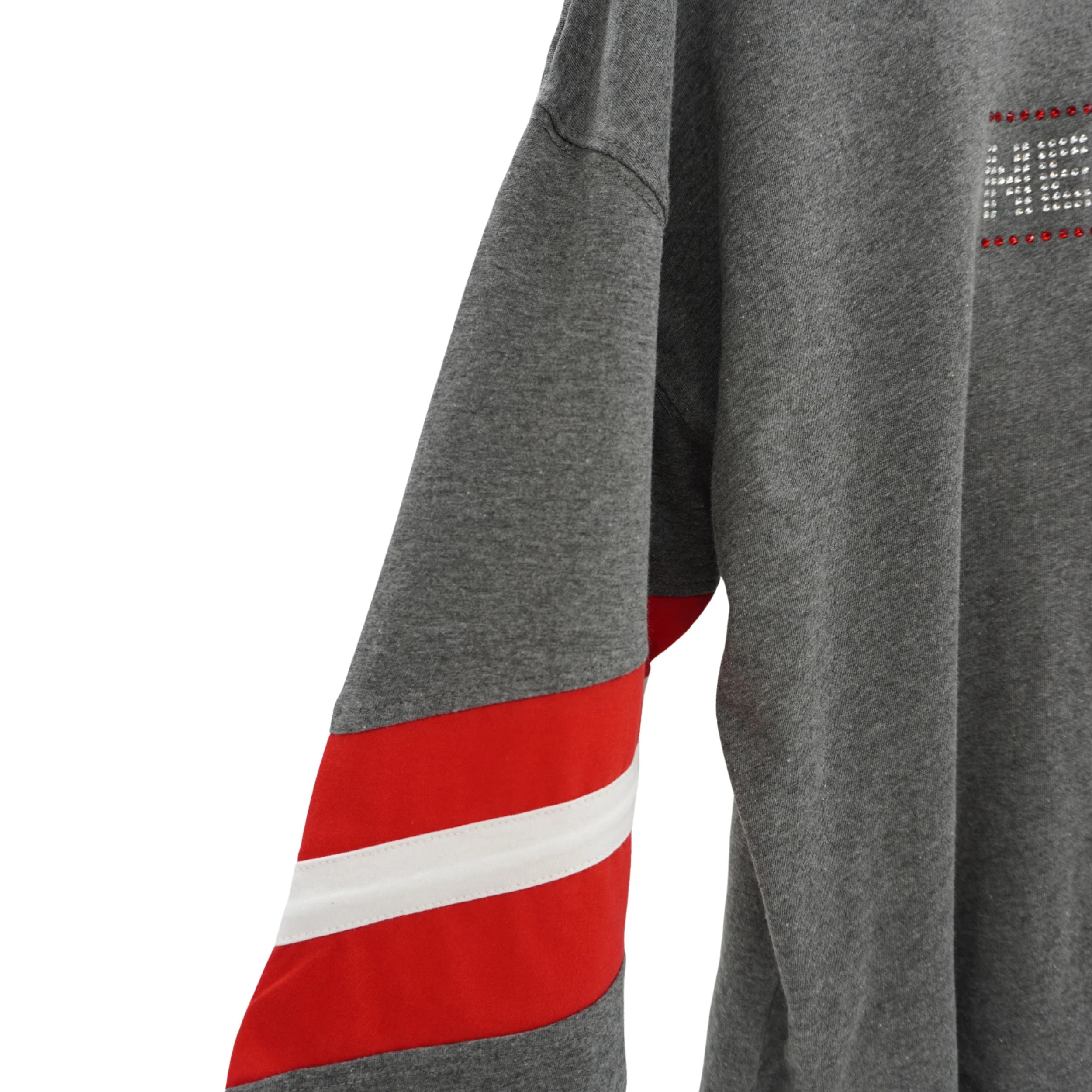 Gray Nebraska Long Sleeve Shirt with Red & White Striped Sleeves | Multiple Sizes | Nature Find & Designs - Image 3
