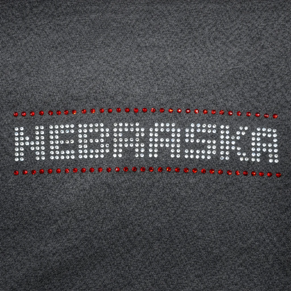 Gray Nebraska Long Sleeve Shirt with Red & White Striped Sleeves | Multiple Sizes | Nature Find & Designs - Image 4