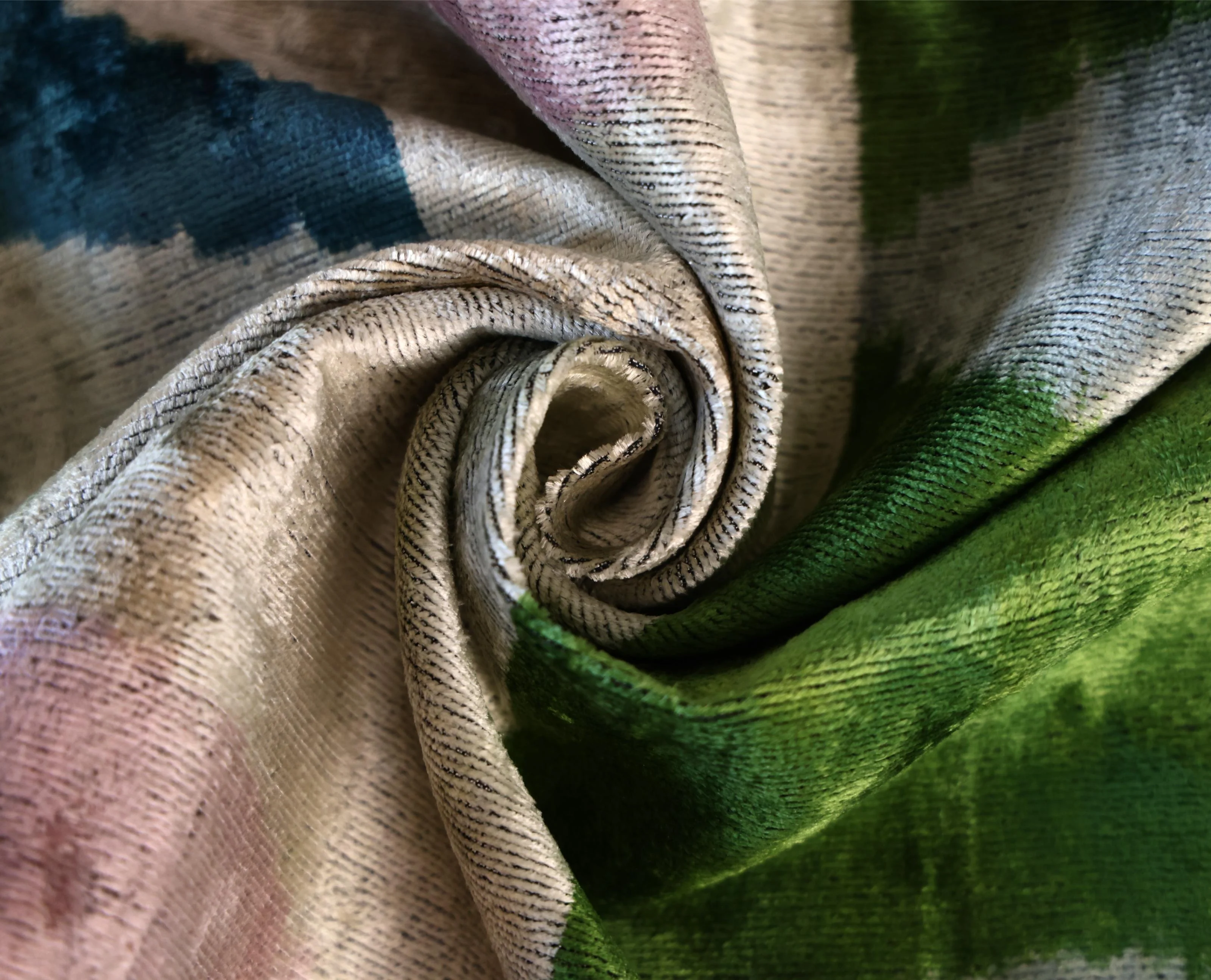 Green and Beige Abstract Silk Velvet Pillow 16x24 Handmade Luxury Cushion - Image 2