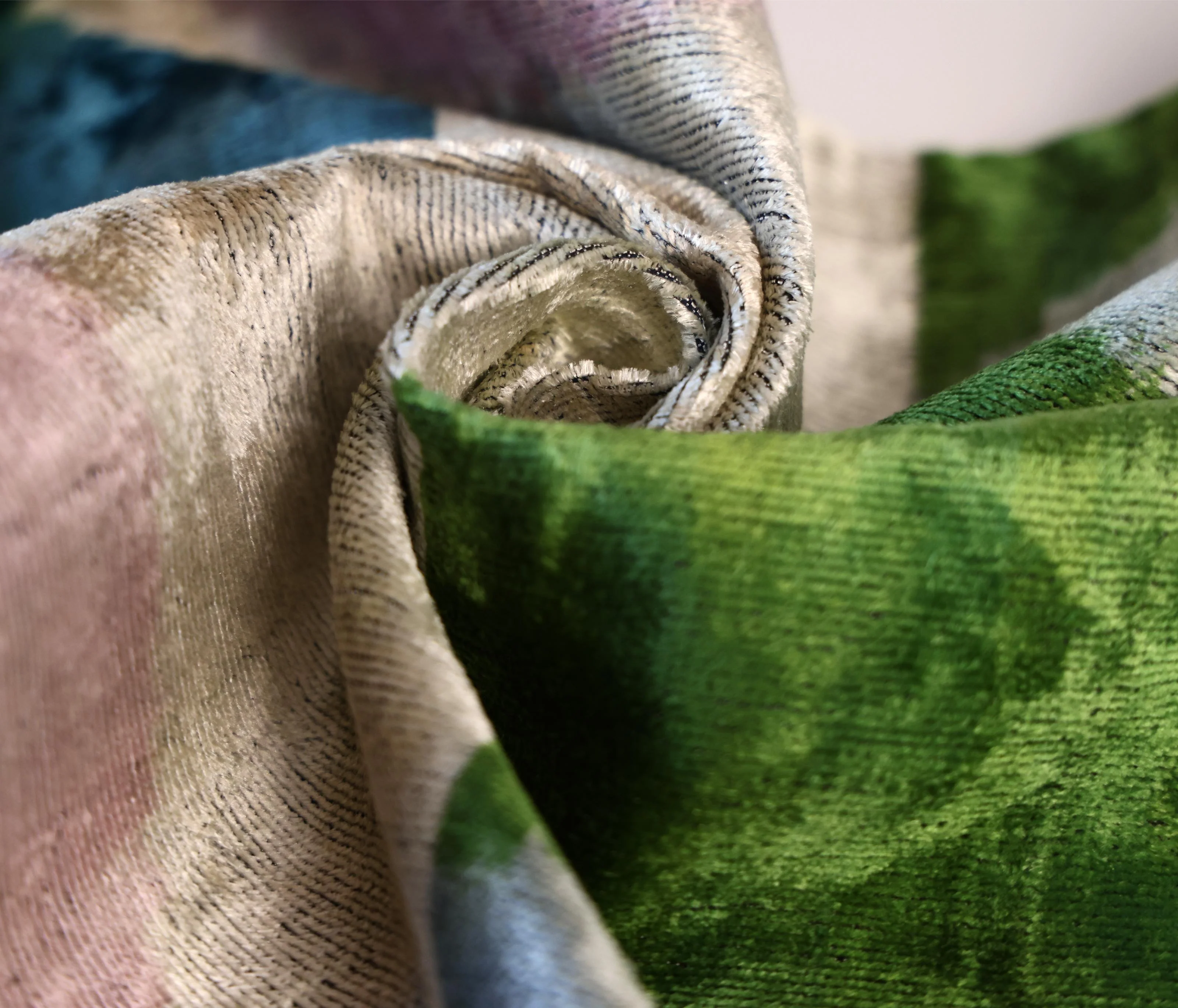 Green and Beige Abstract Silk Velvet Pillow 16x24 Handmade Luxury Cushion - Image 7
