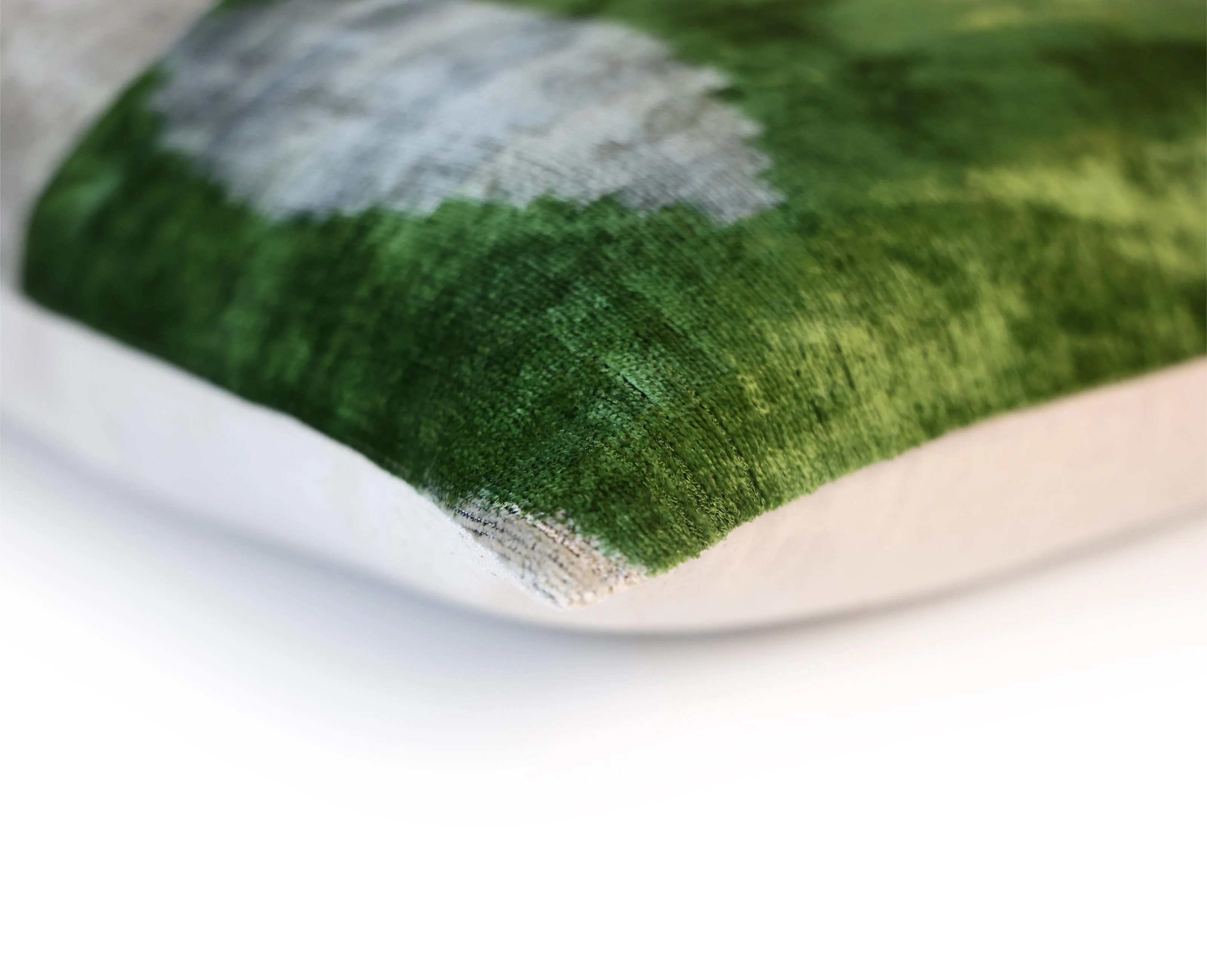 Green and Beige Abstract Silk Velvet Pillow 16x24 Handmade Luxury Cushion - Image 8