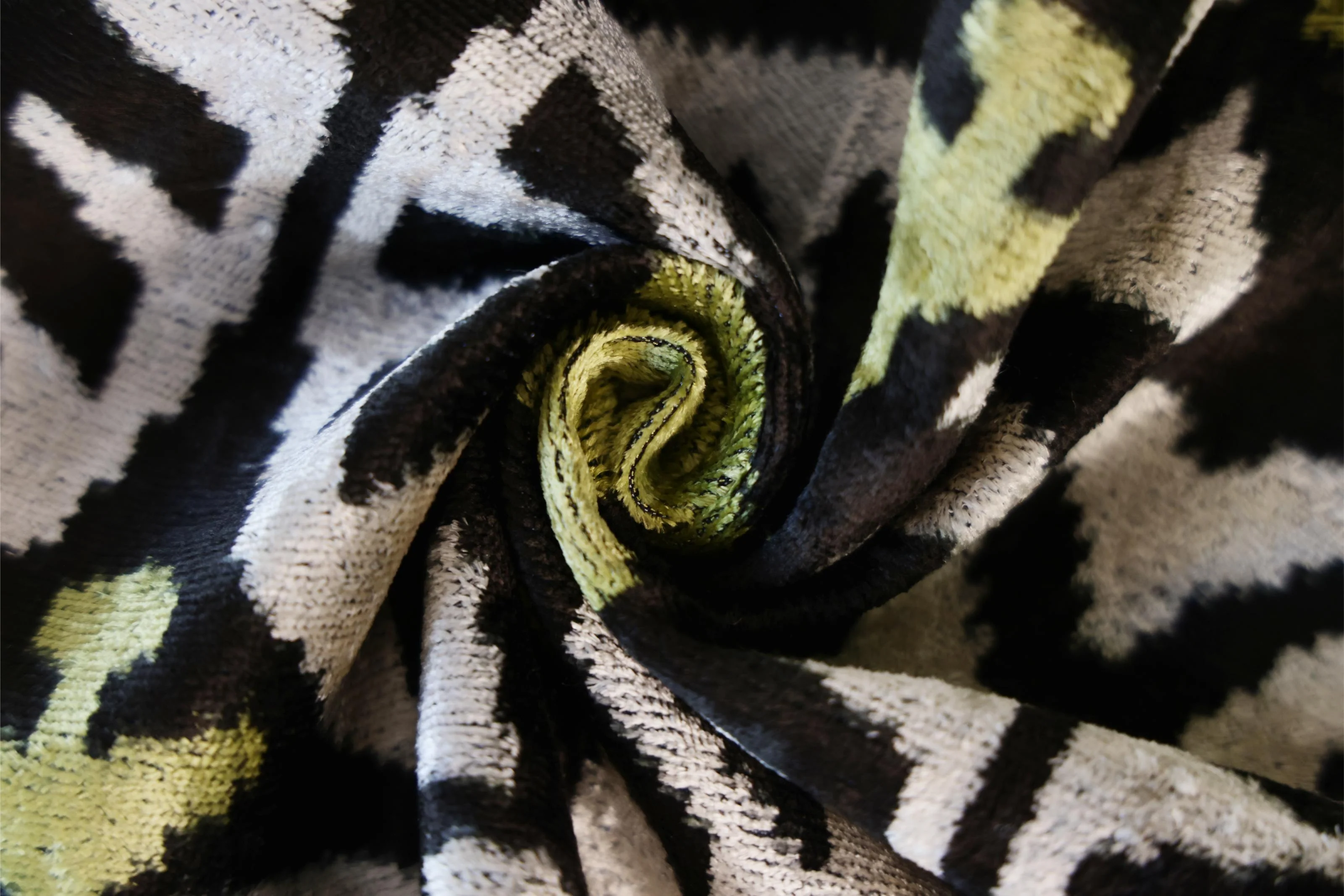 Green and Black Silk Velvet Ikat Pillow 16x16 Handmade Luxury Cushion - Image 2