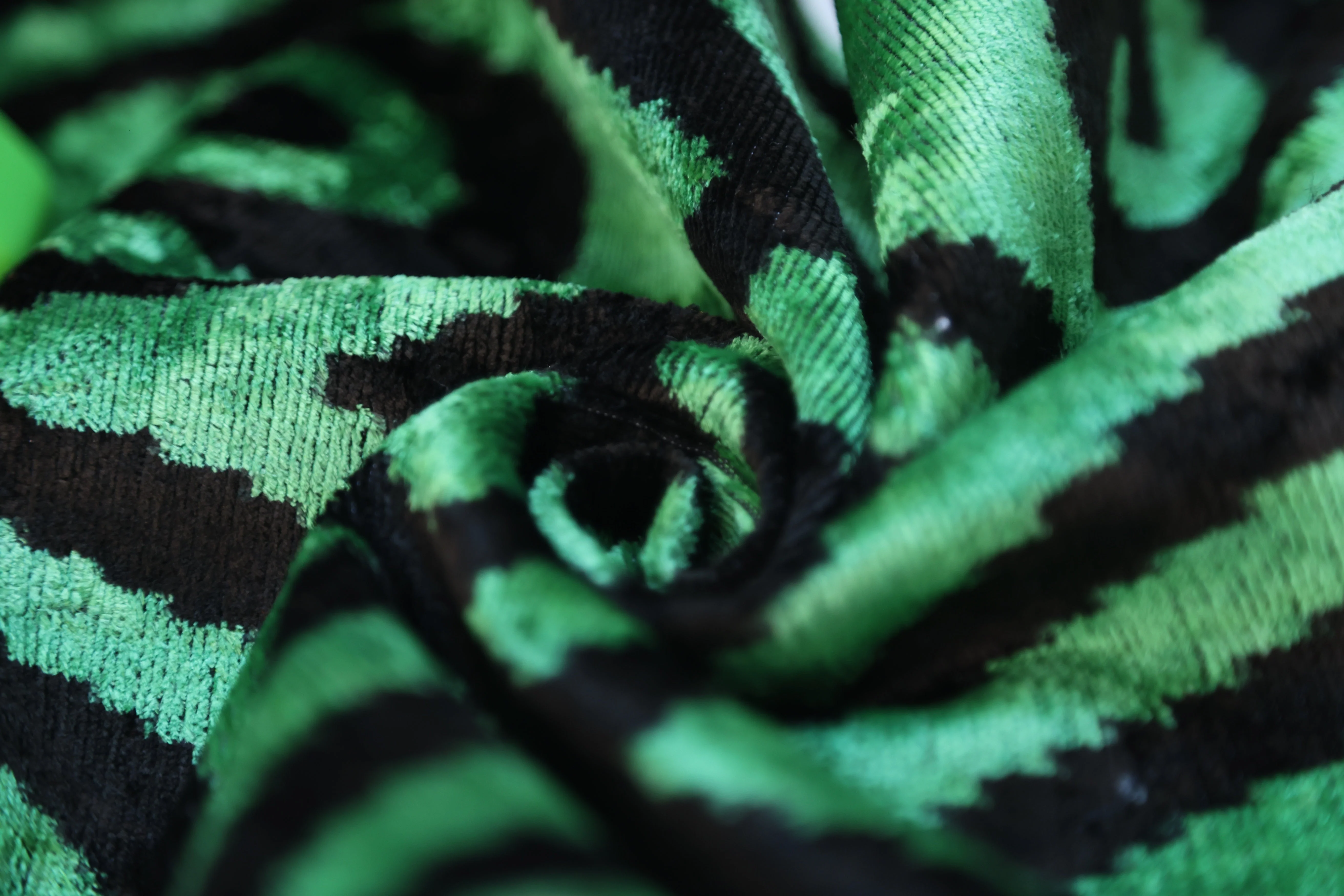 Green & Black Tribal Velvet Pillow – Handmade 16x24 Lumbar - Image 2