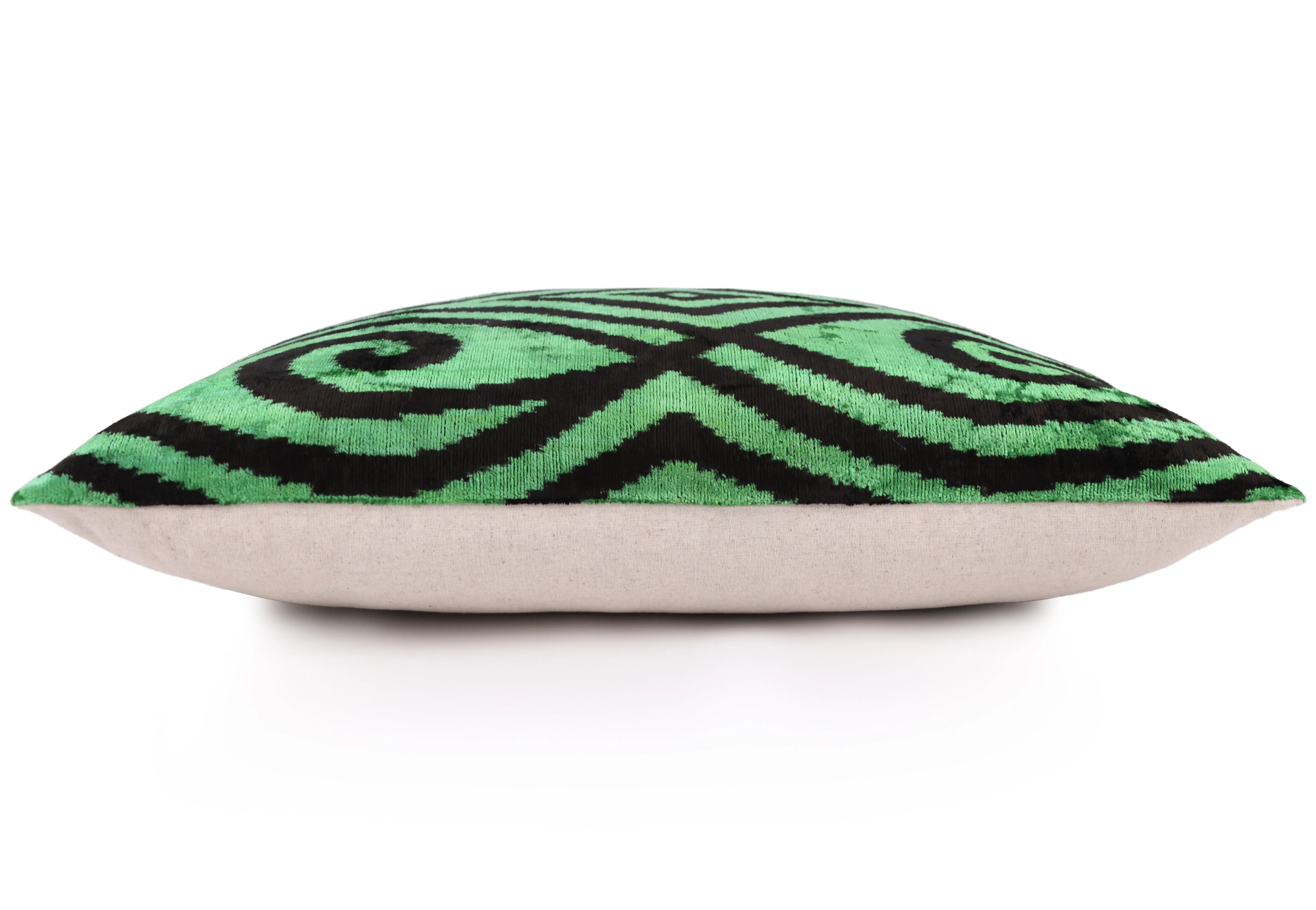Green & Black Tribal Velvet Pillow – Handmade 16x24 Lumbar - Image 3