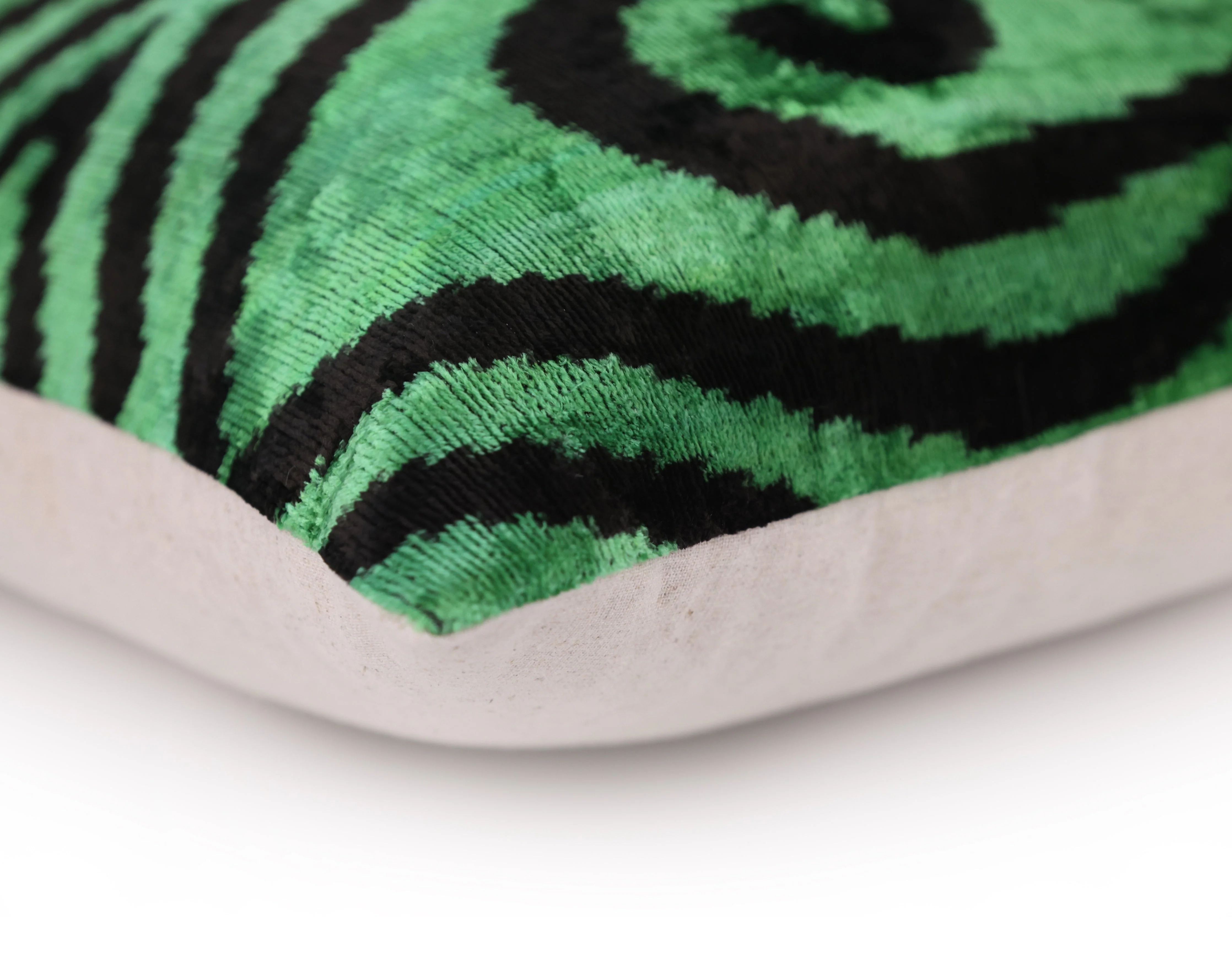 Green & Black Tribal Velvet Pillow – Handmade 16x24 Lumbar - Image 8