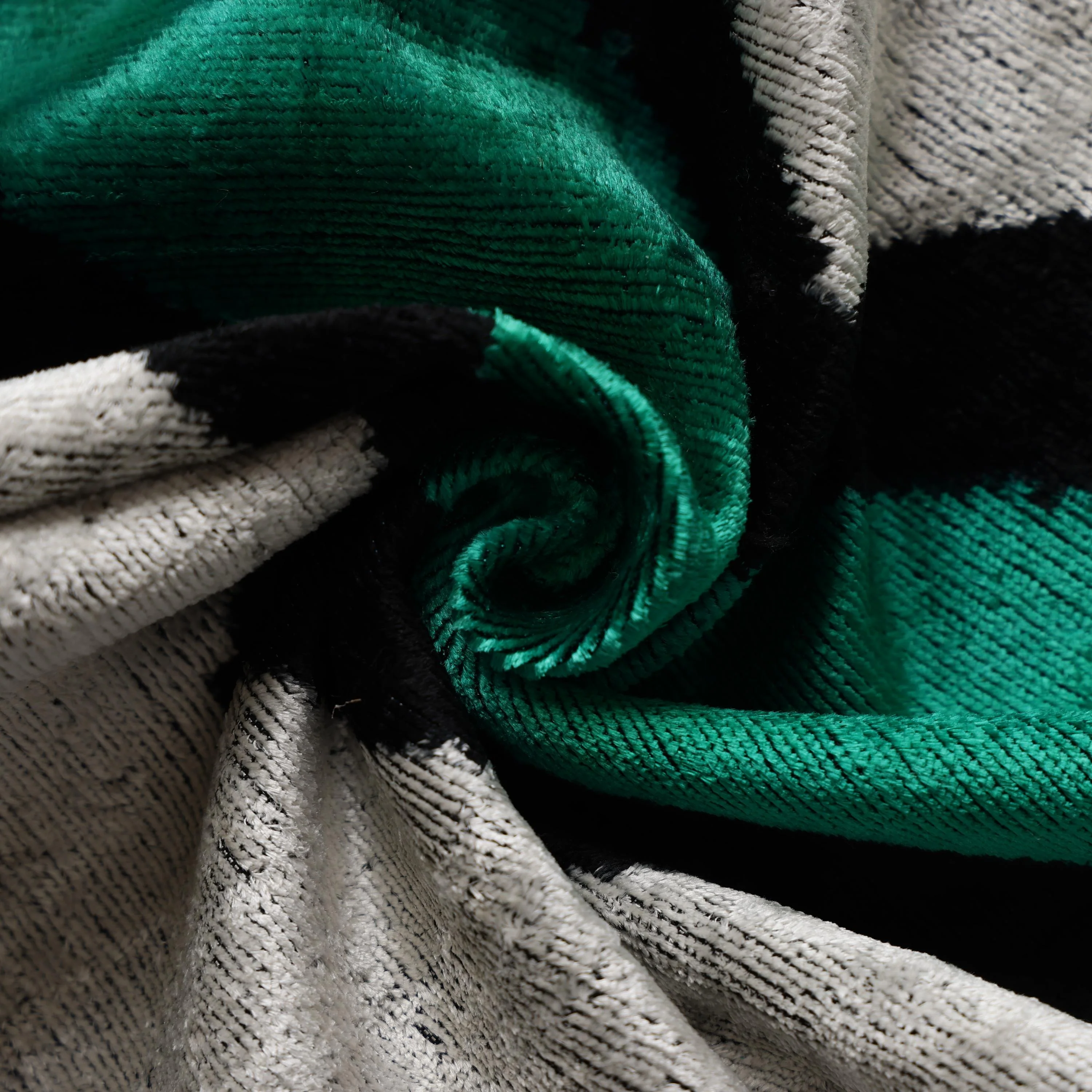 Green Chevron Silk Velvet Throw Pillow 20x20 | Handmade Organic Luxury - Image 2
