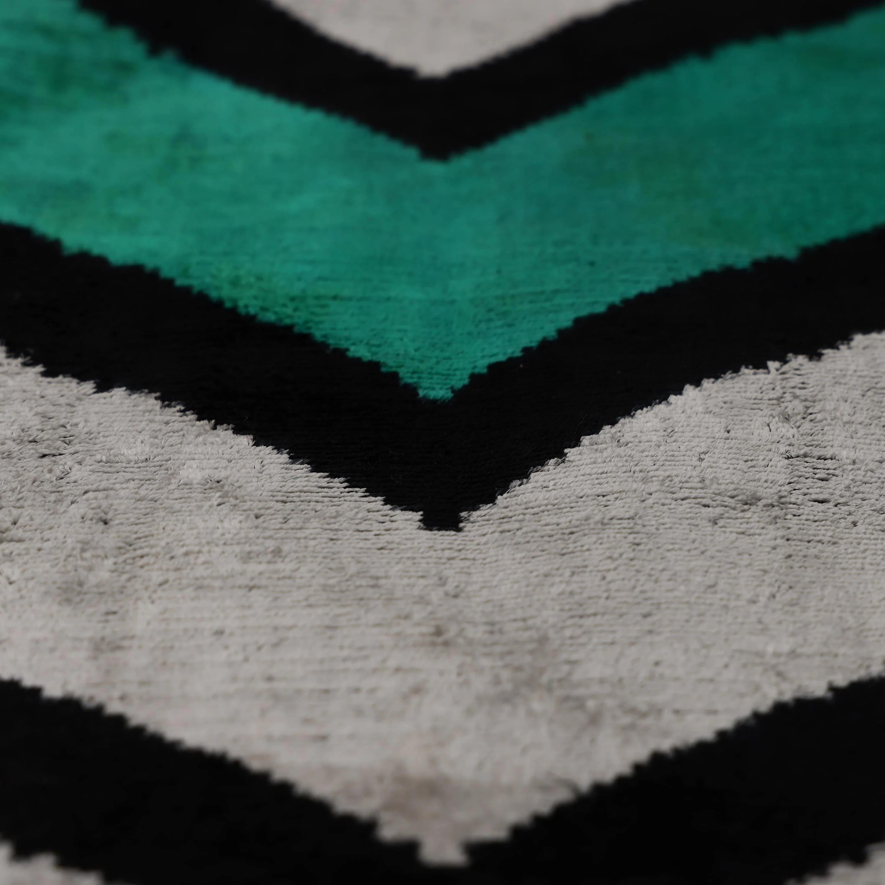 Green Chevron Silk Velvet Throw Pillow 20x20 | Handmade Organic Luxury - Image 3