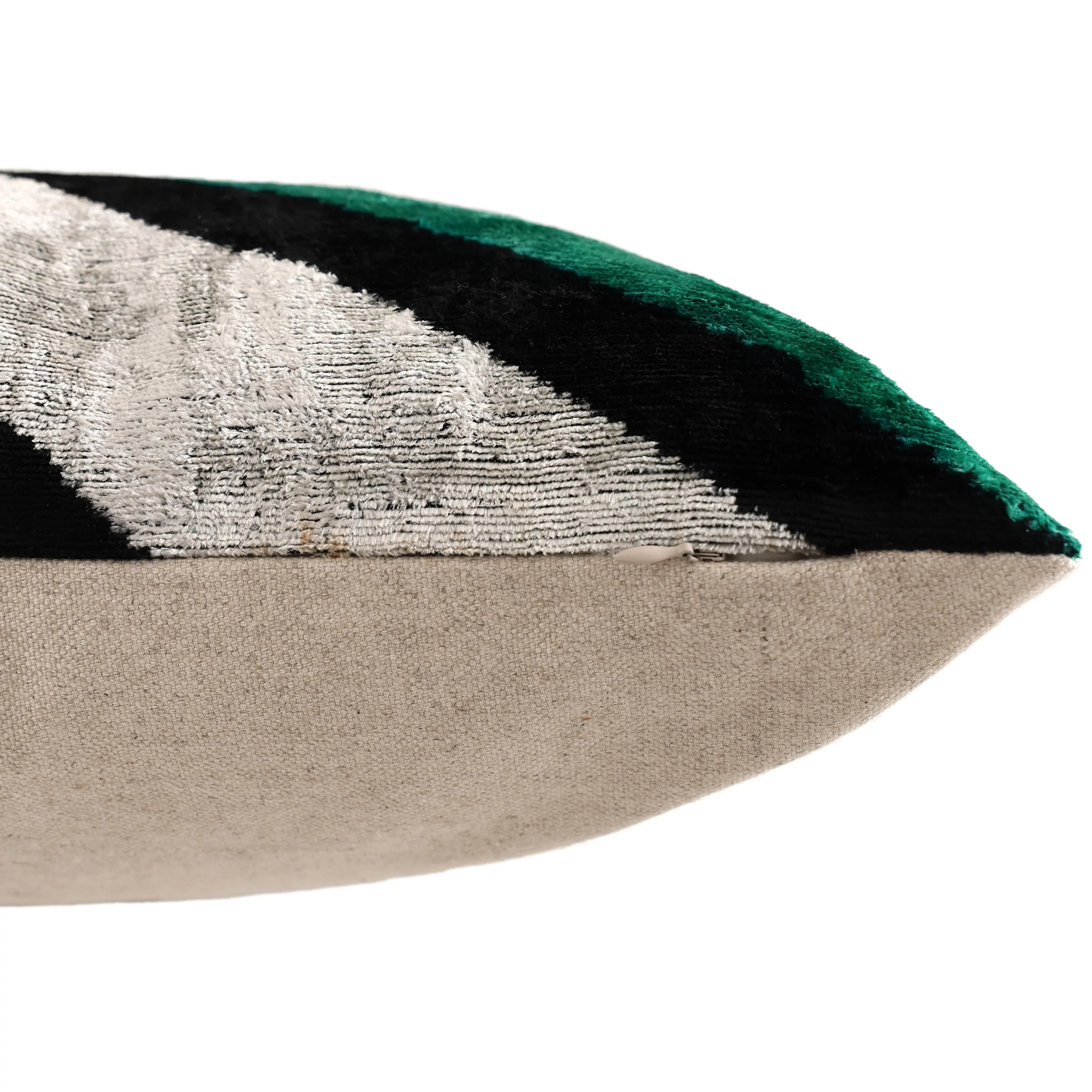 Green Chevron Silk Velvet Throw Pillow 20x20 | Handmade Organic Luxury - Image 6