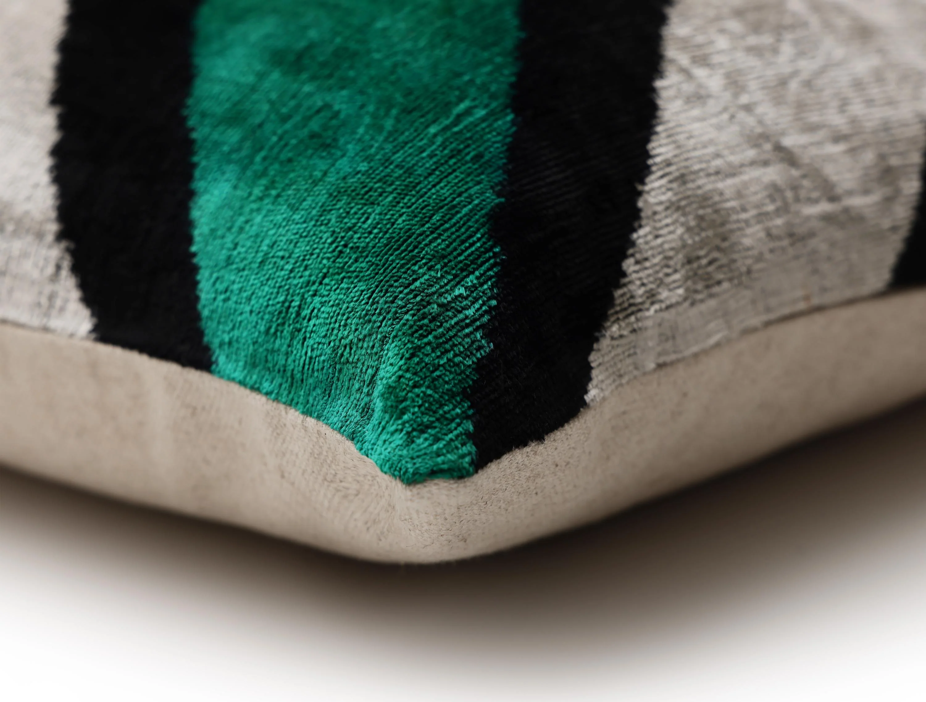 Green Chevron Silk Velvet Throw Pillow 20x20 | Handmade Organic Luxury - Image 8
