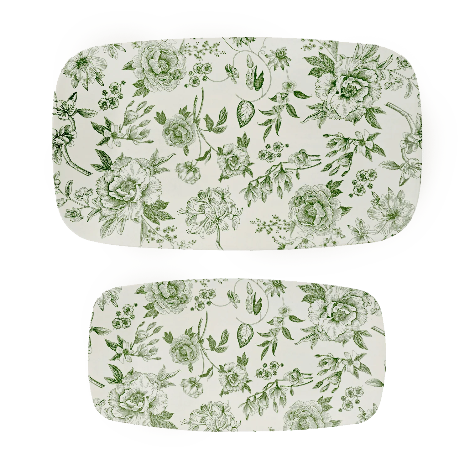 Green Delft Stacking Melamine Tray - set of 2