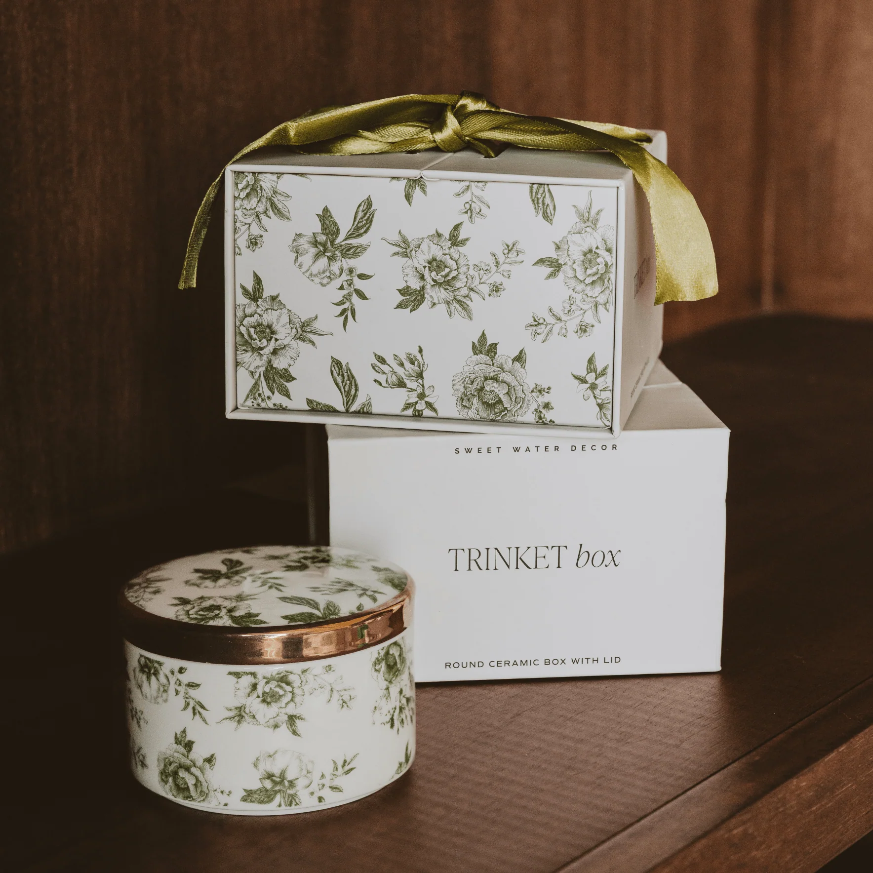 Green Delft Trinket Dish with Lid - Image 3