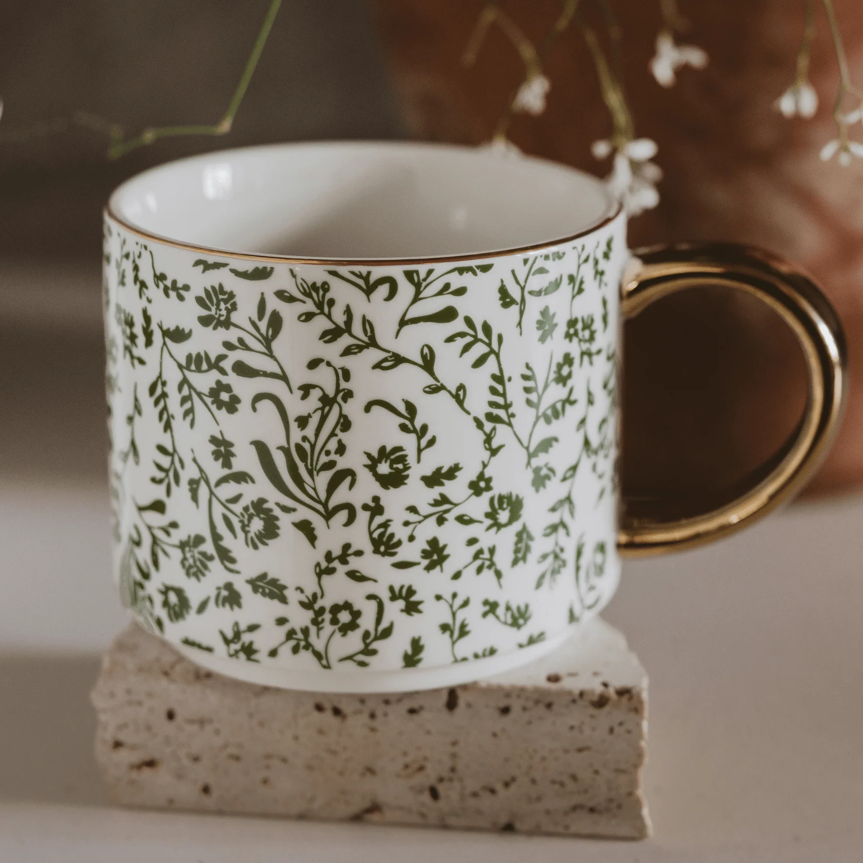 Green Ditsy Floral 14 oz Coffee Mug - Image 2