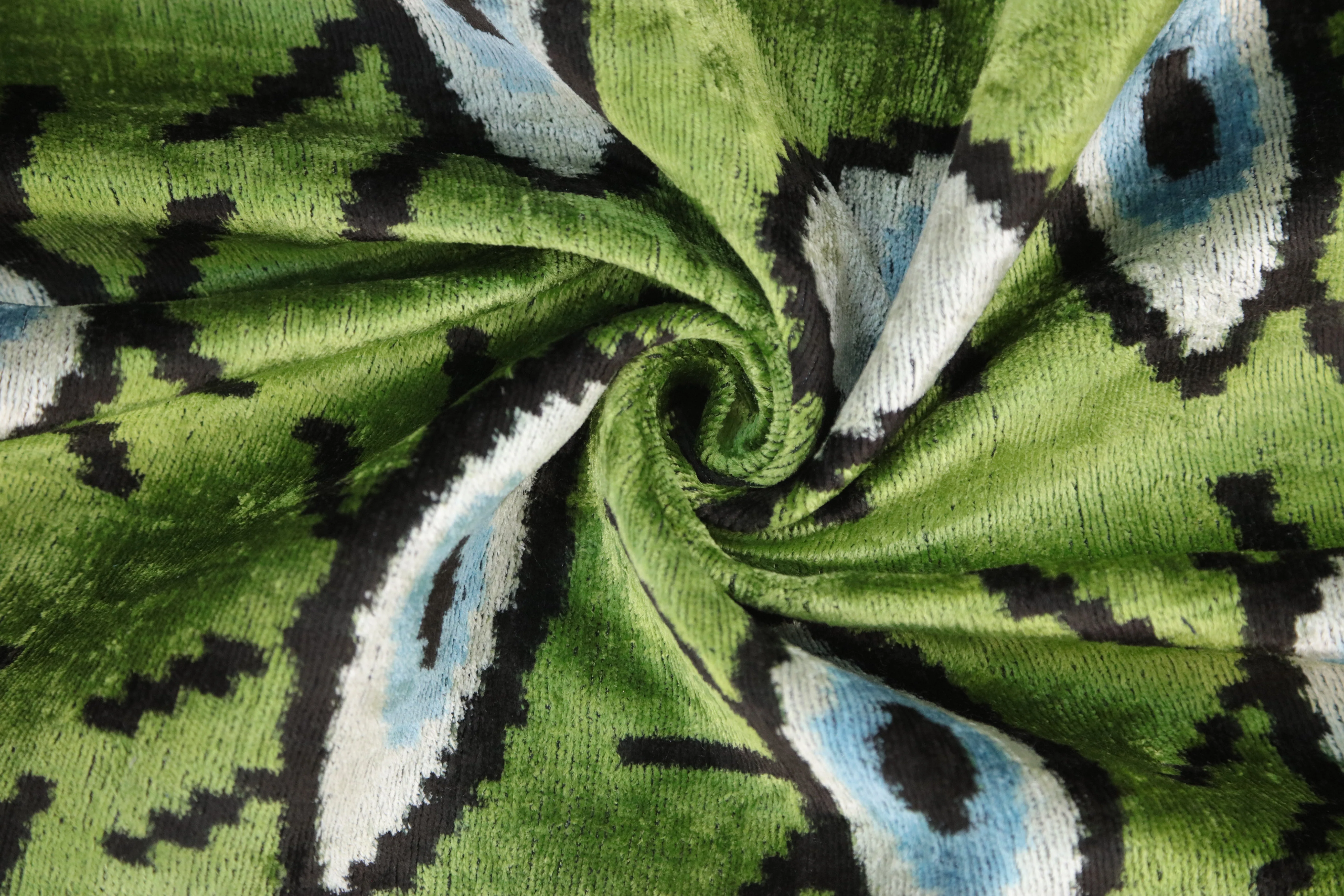 Green Evil Eye Silk Velvet Pillow with insert 16x24 – Handmade in California - Image 2