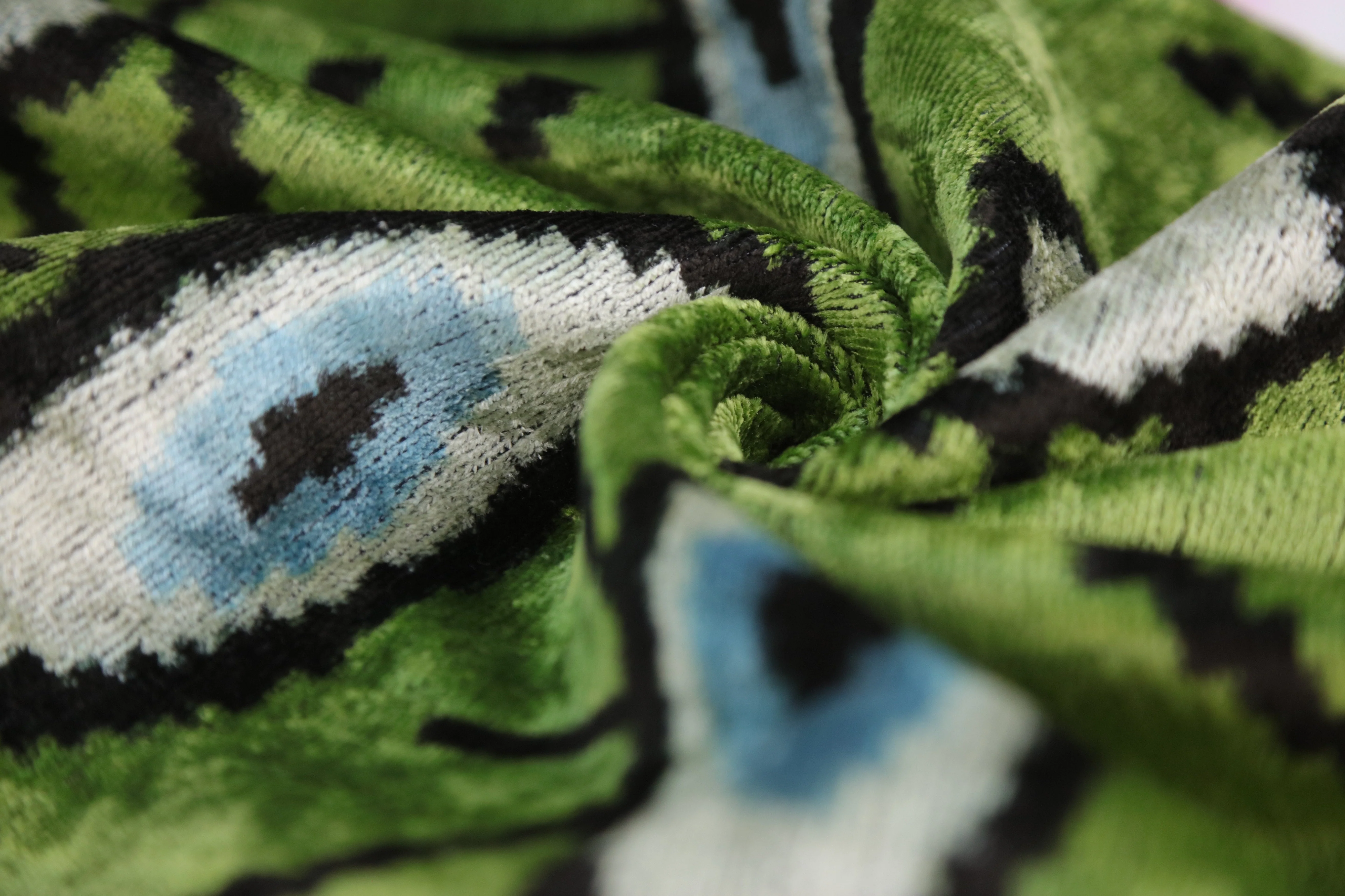 Green Evil Eye Silk Velvet Pillow with insert 16x24 – Handmade in California - Image 7