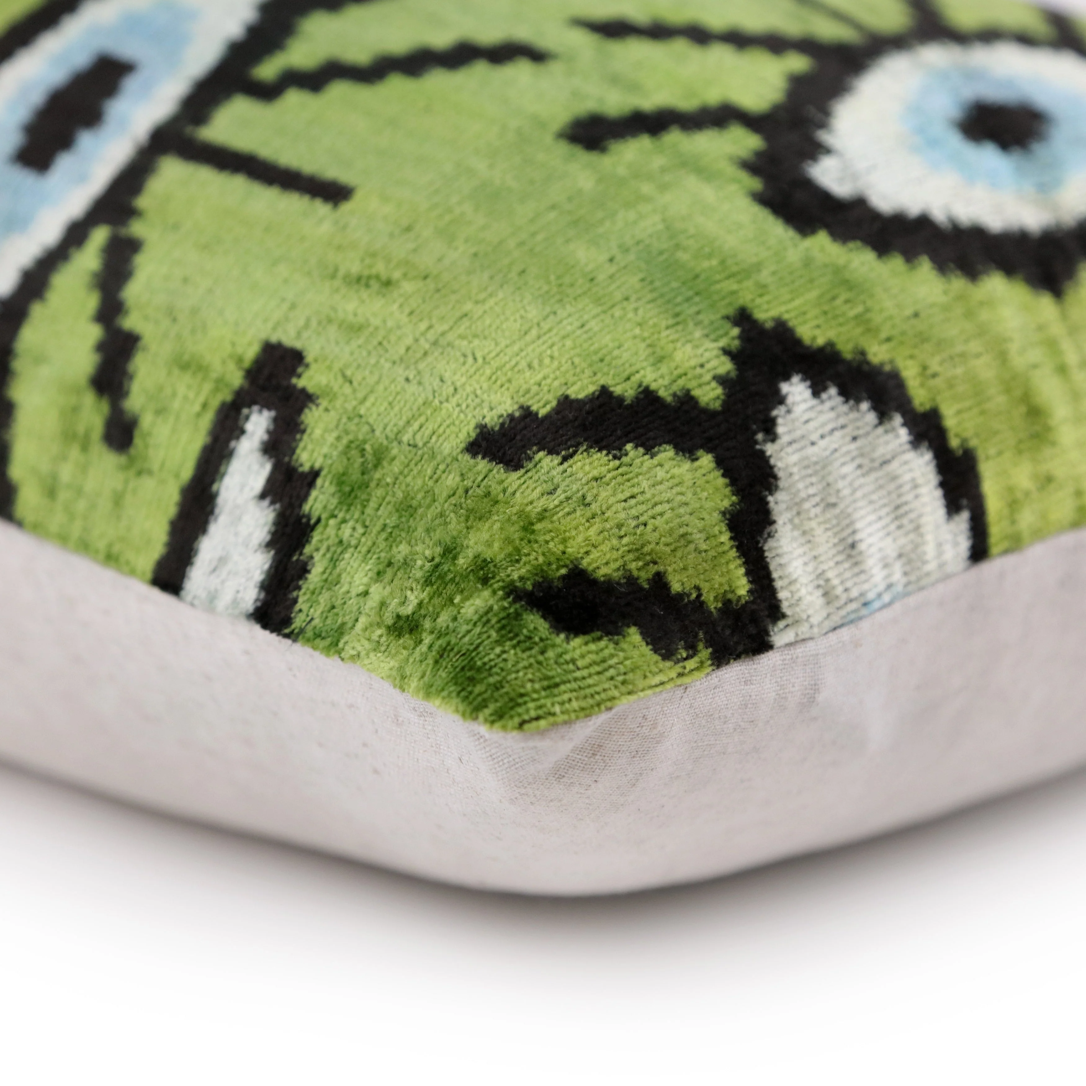 Green Evil Eye Silk Velvet Pillow with insert 16x24 – Handmade in California - Image 8