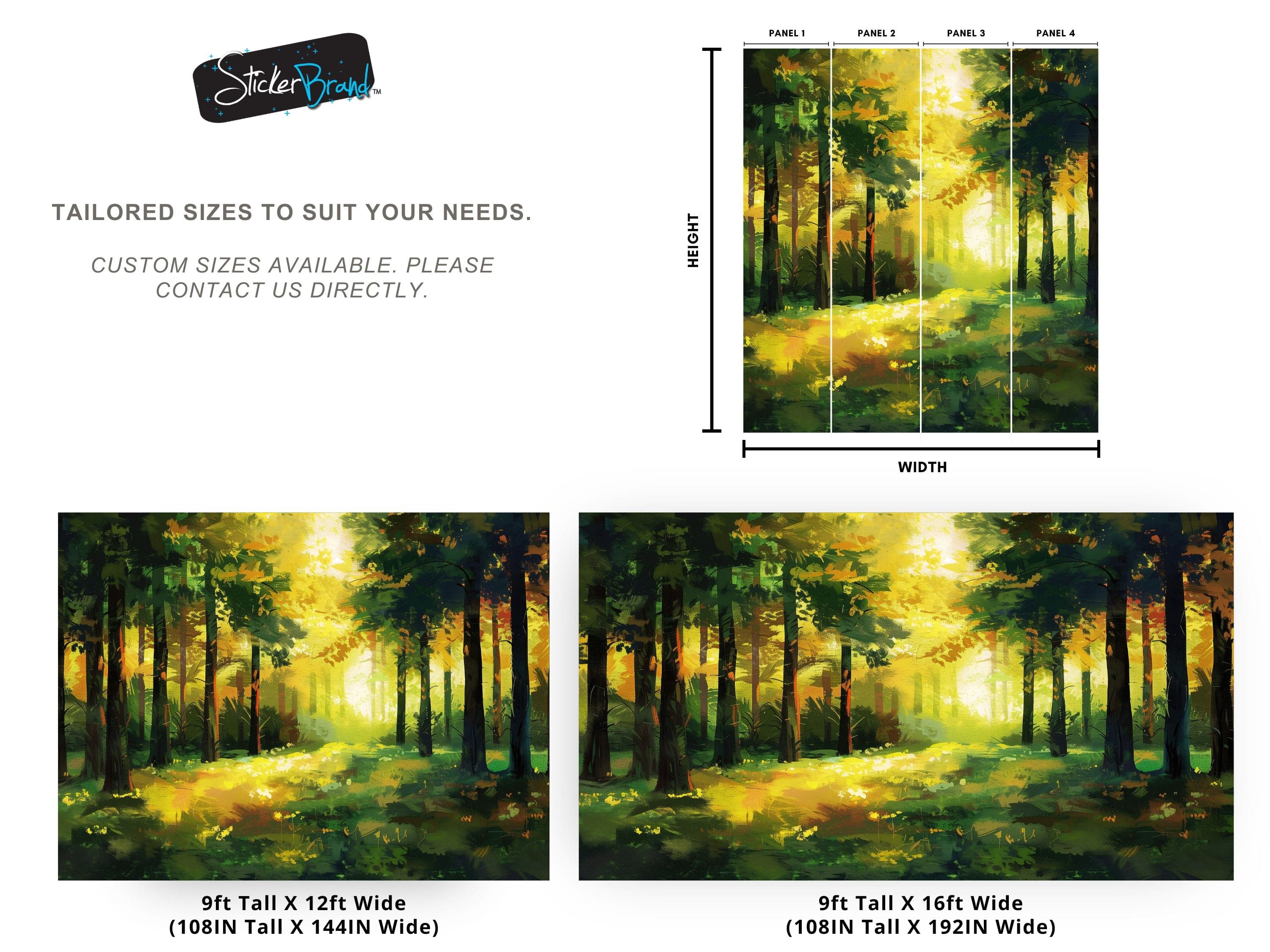 Green Forest Painting Wallpaper Mural. #7018 - Image 10