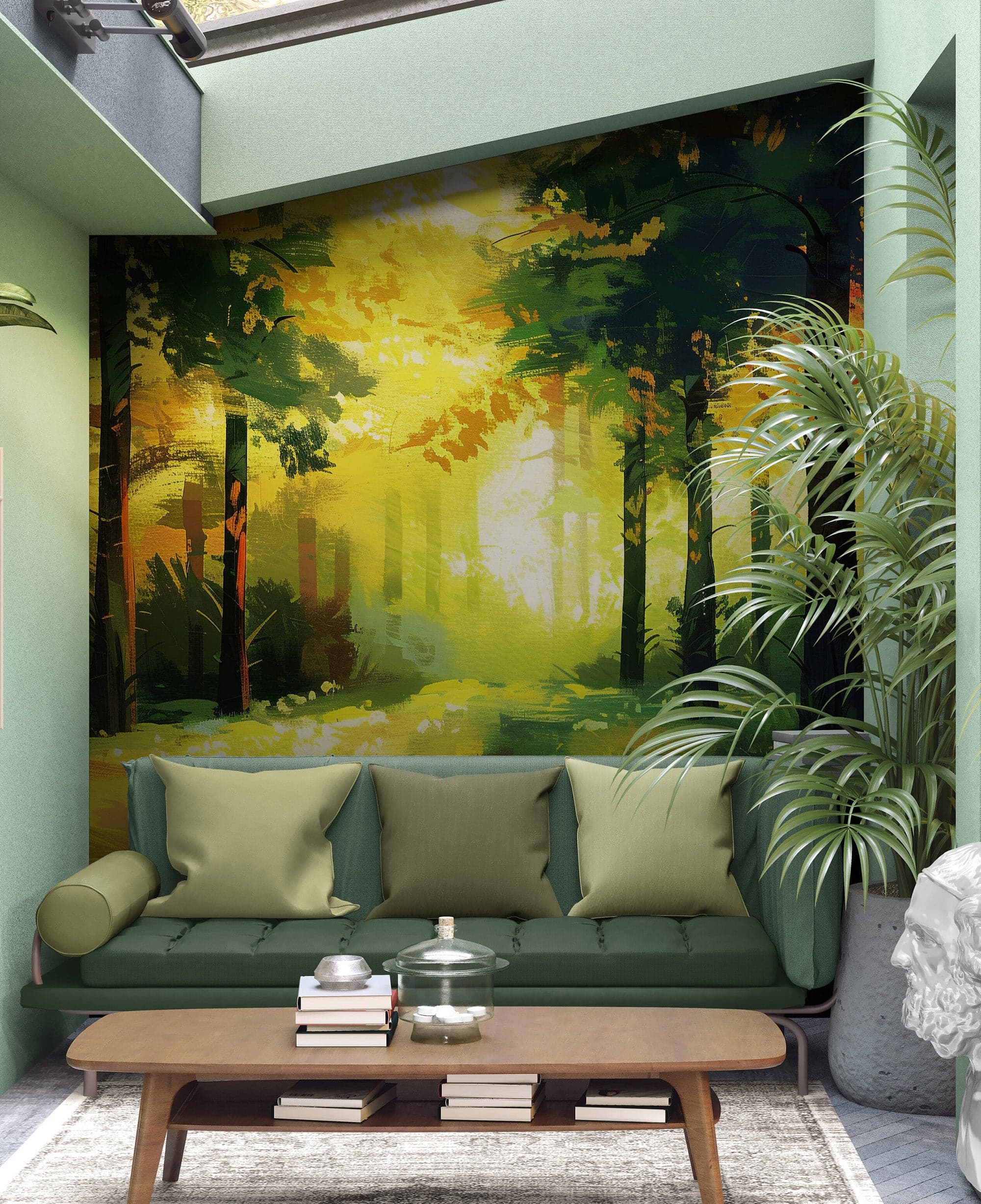 Green Forest Painting Wallpaper Mural. #7018 - Image 3