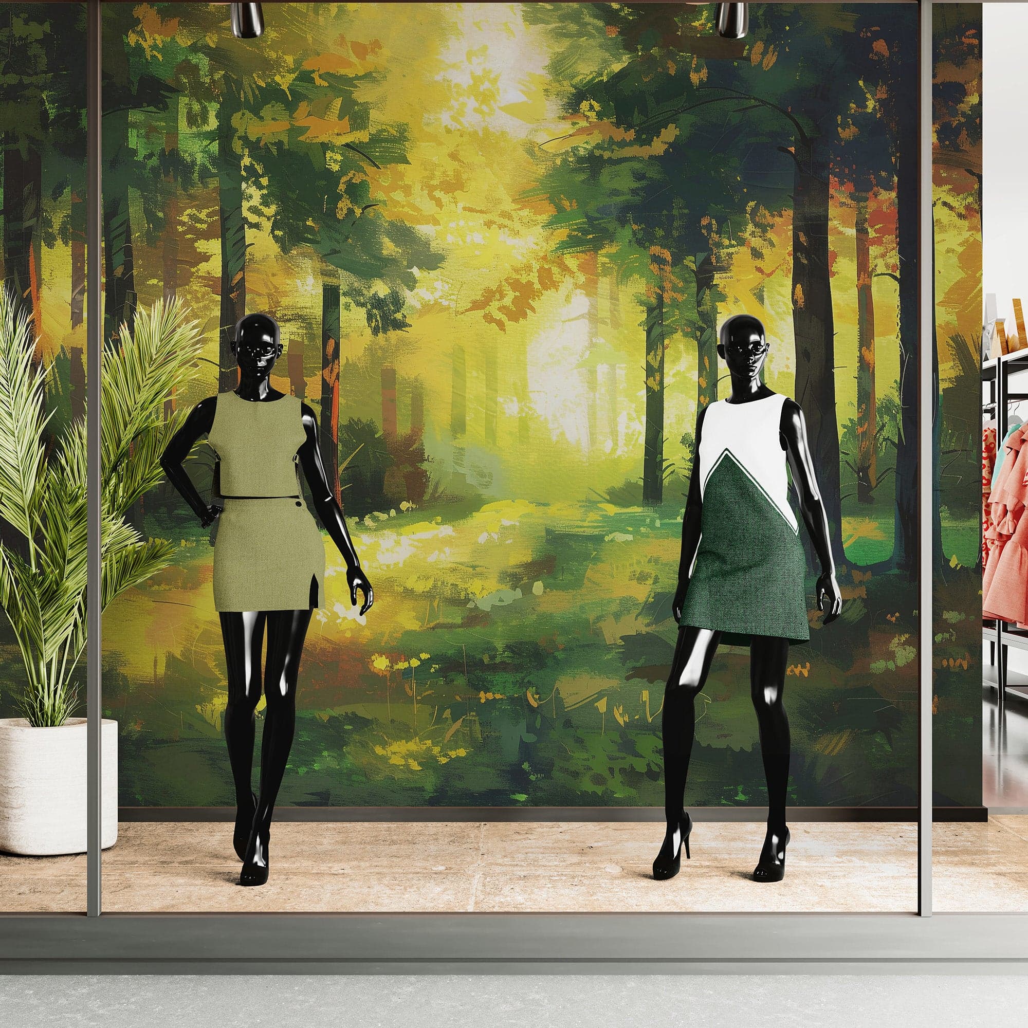 Green Forest Painting Wallpaper Mural. #7018 - Image 6