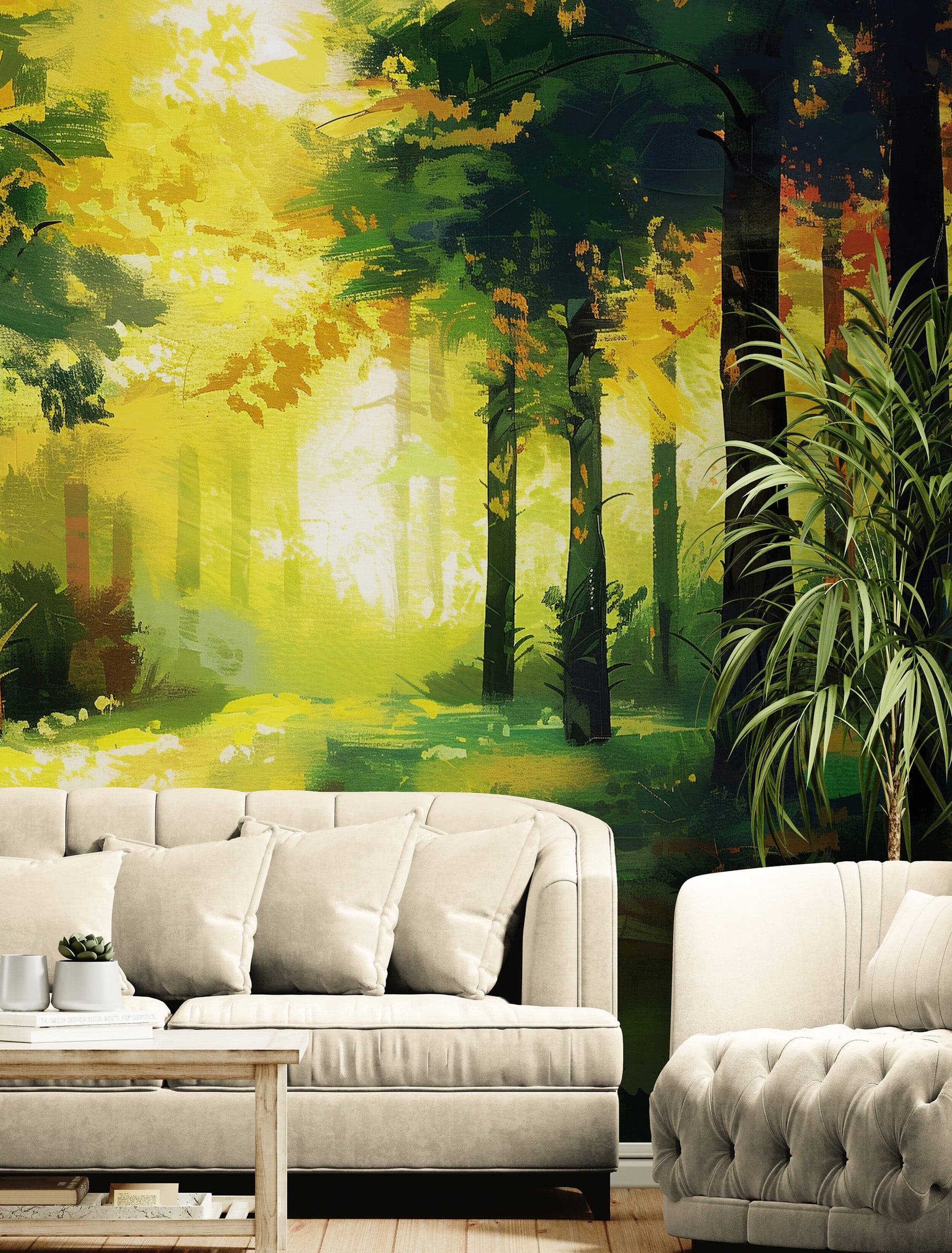 Green Forest Painting Wallpaper Mural. #7018 - Image 7
