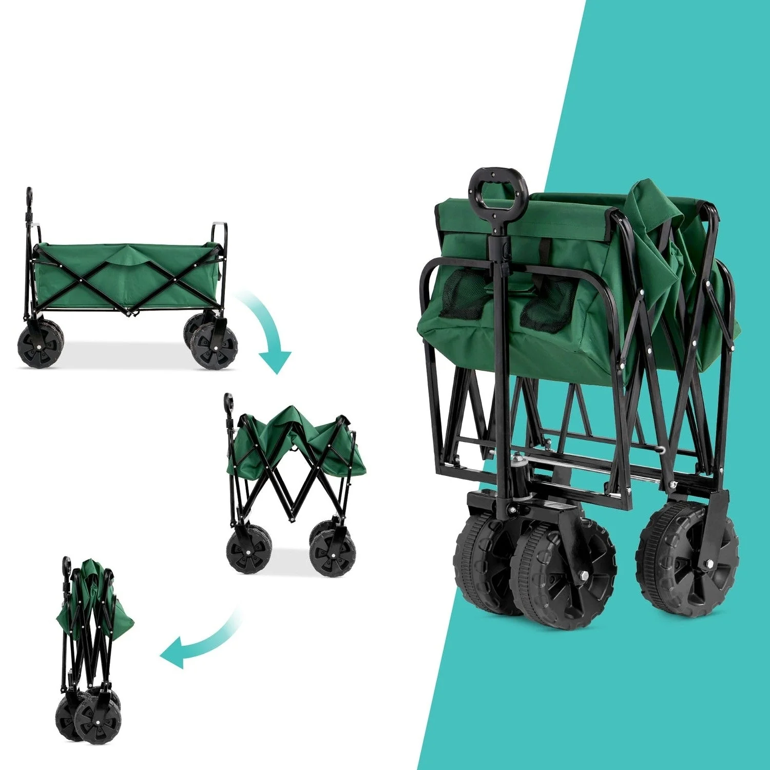 Green Heavy Duty Collapsible Multipurpose Indoor/Outdoor Utility Garden Cart - Image 4