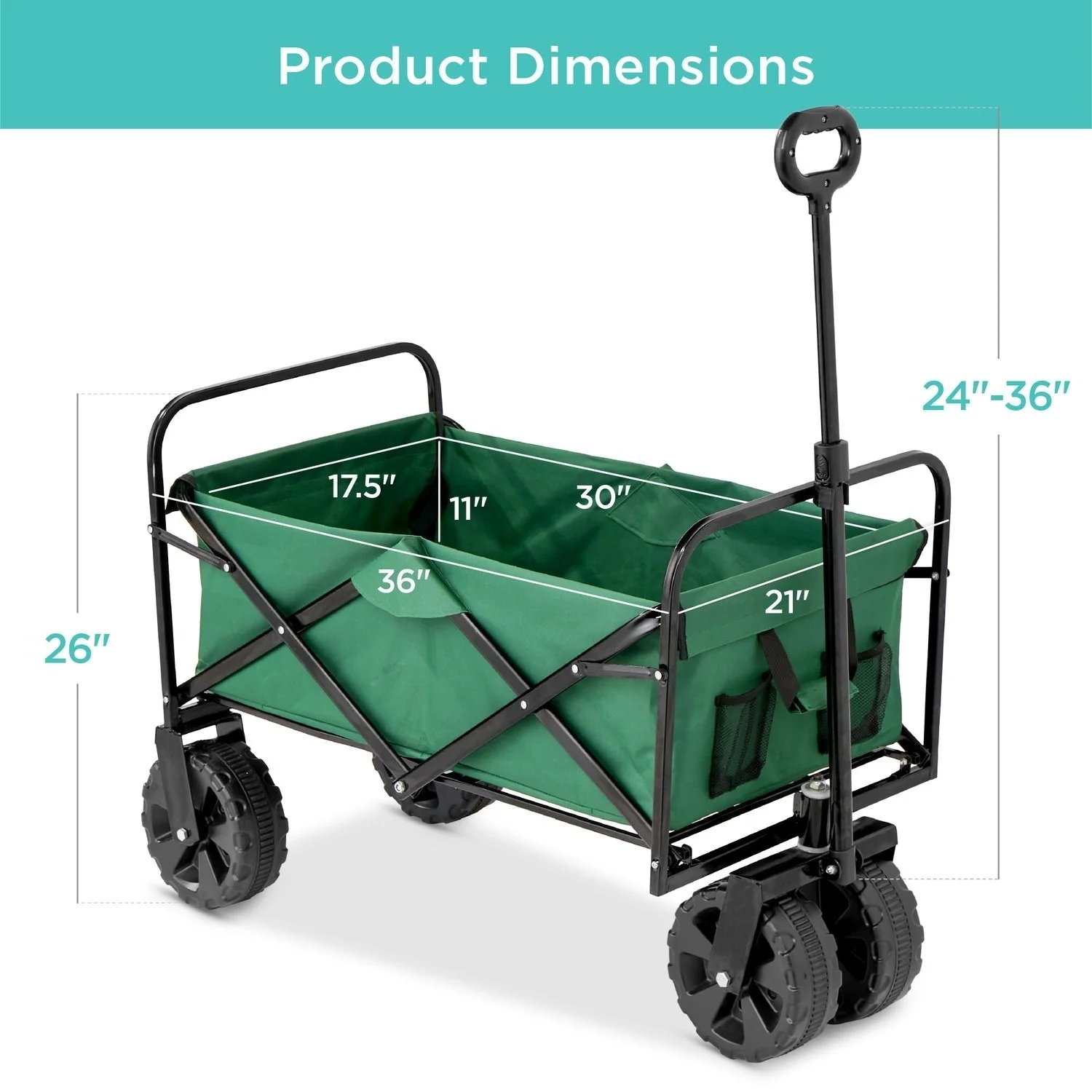 Green Heavy Duty Collapsible Multipurpose Indoor/Outdoor Utility Garden Cart - Image 5