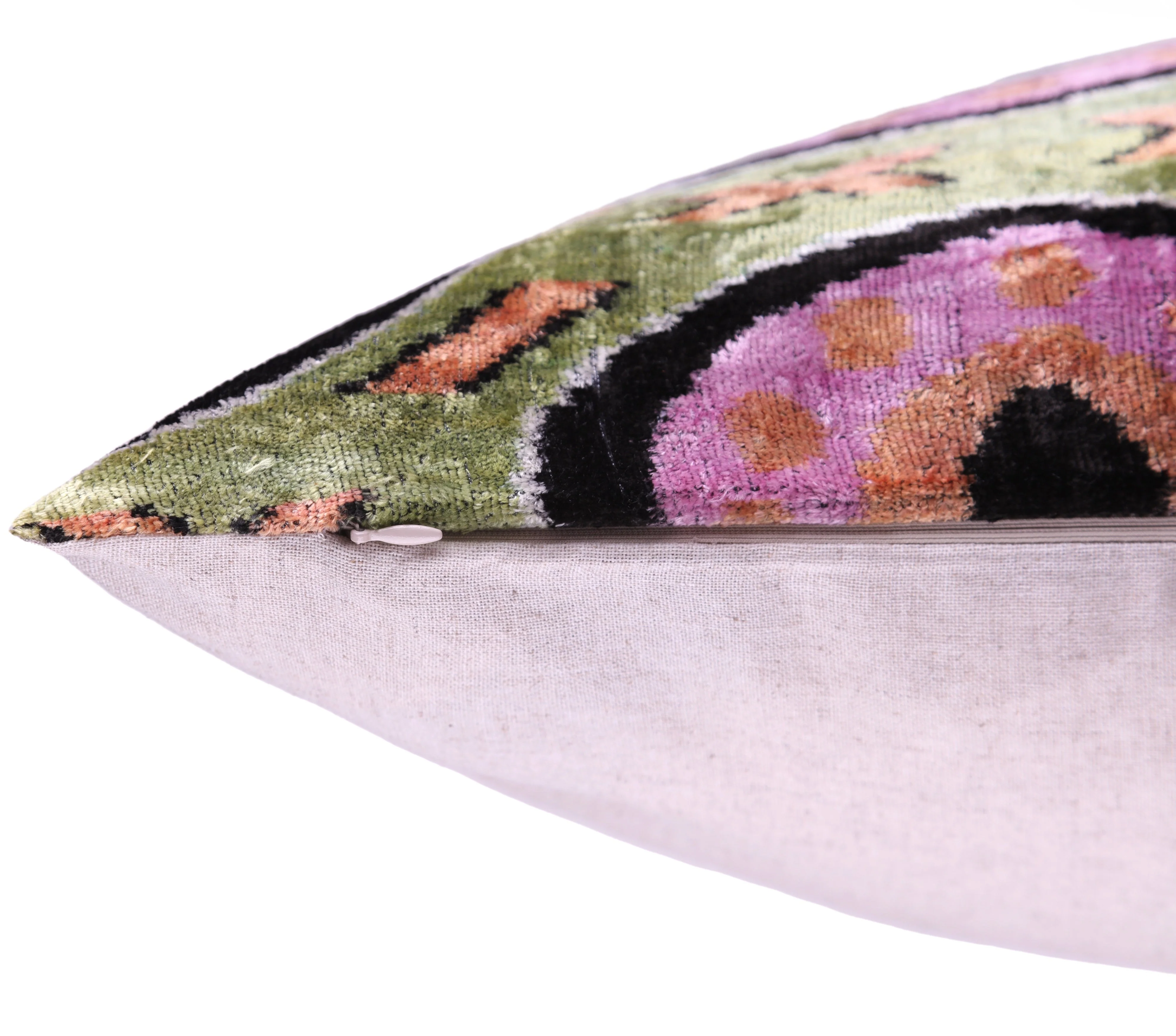 Green Lilac Black Geometric Silk Velvet Pillow – 16x16 Handmade - Image 6