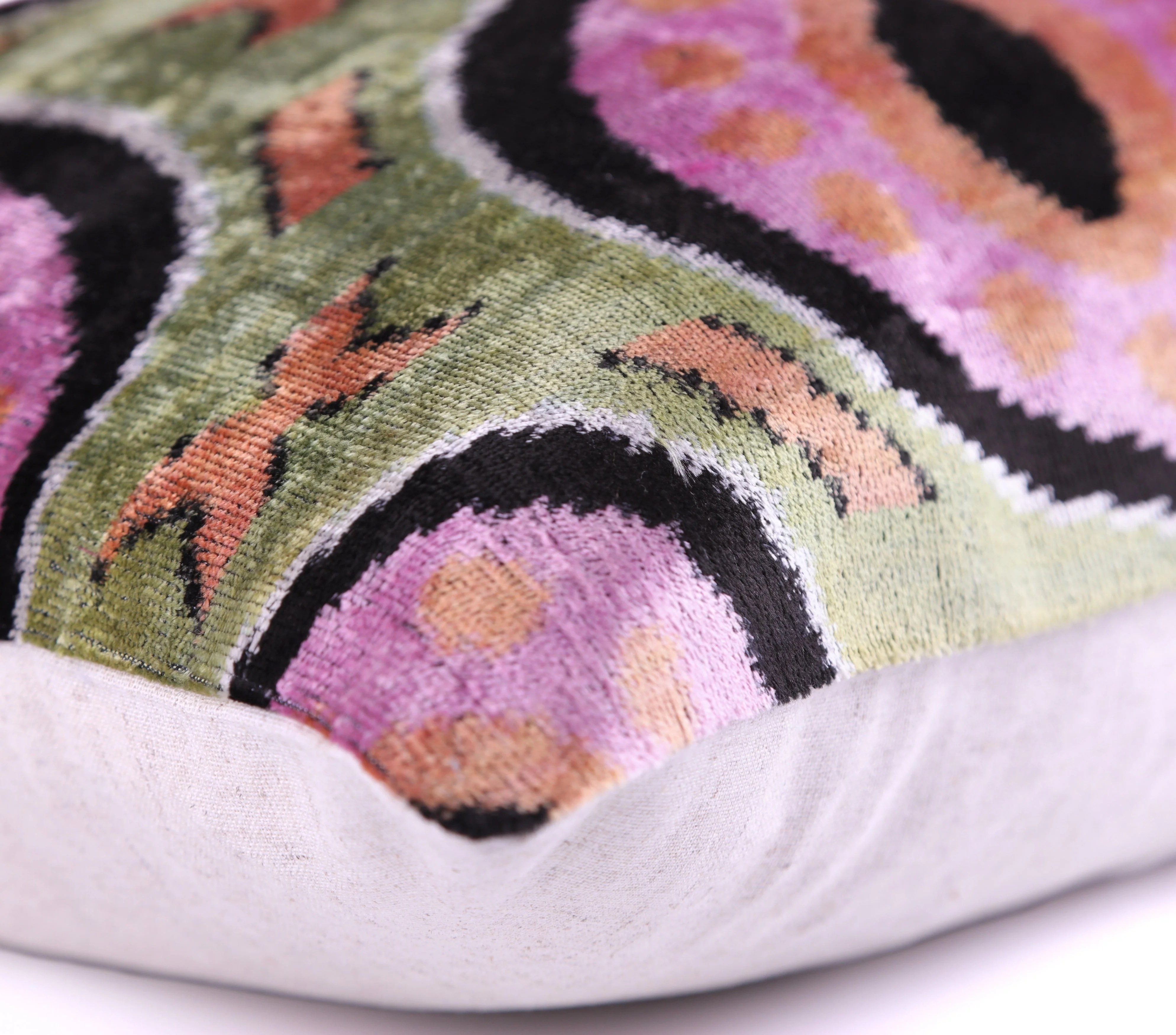 Green Lilac Black Geometric Silk Velvet Pillow – 16x16 Handmade - Image 9