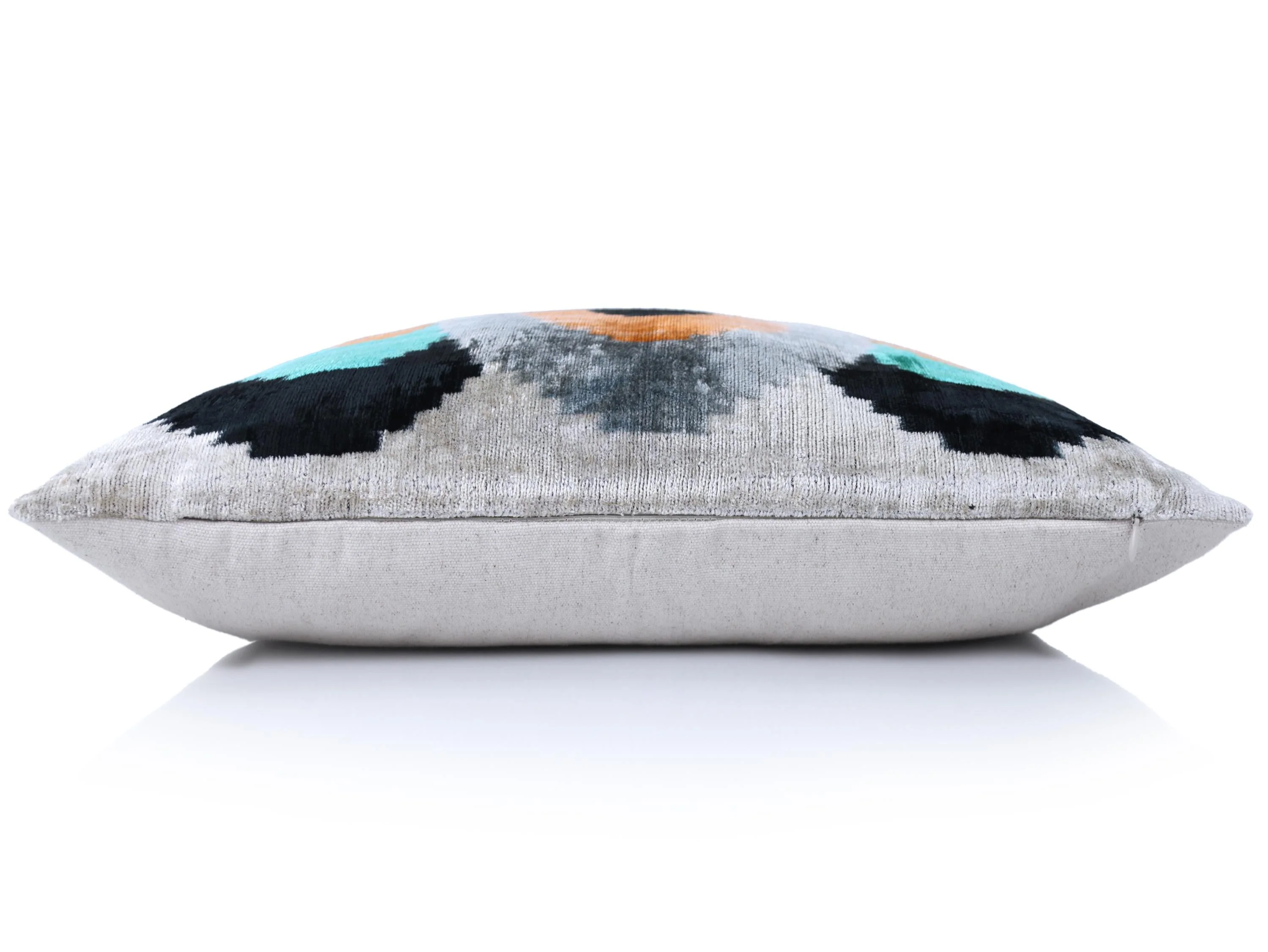 Green Orange Abstract Silk Velvet Lumbar Pillow – 16x24 Handmade Modern Cushion - Image 4