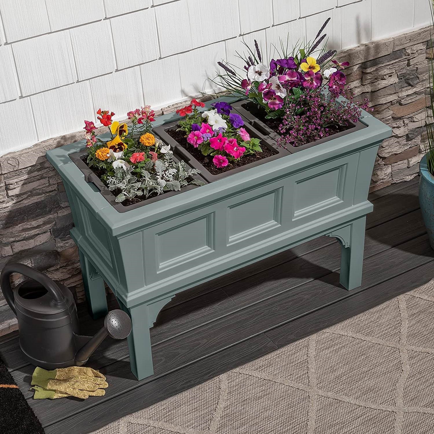 Green Rectangular Raised Garden Bed Planter Box with 3 Removeable Trays - Image 4