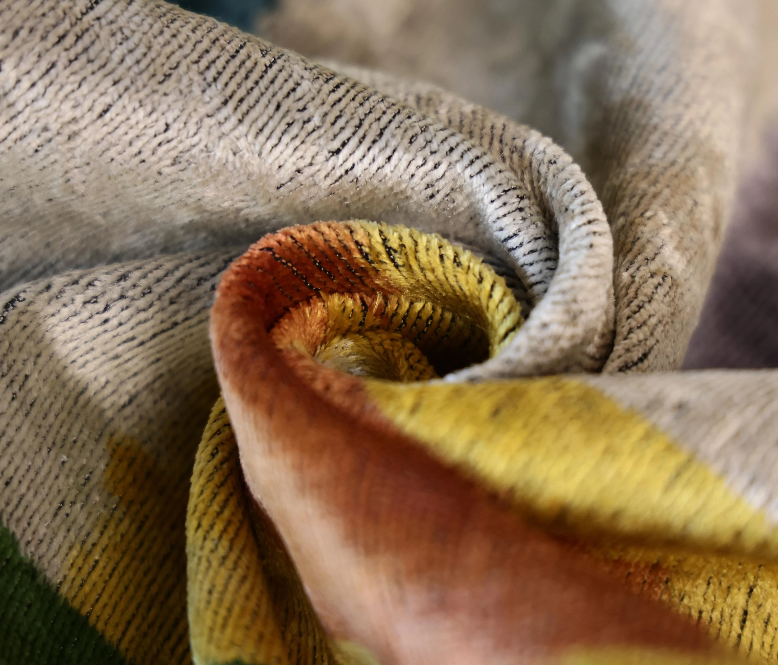 Green Yellow and Lilac Abstract Silk Velvet Pillow 16x24 Handmade Luxury Cushion - Image 2