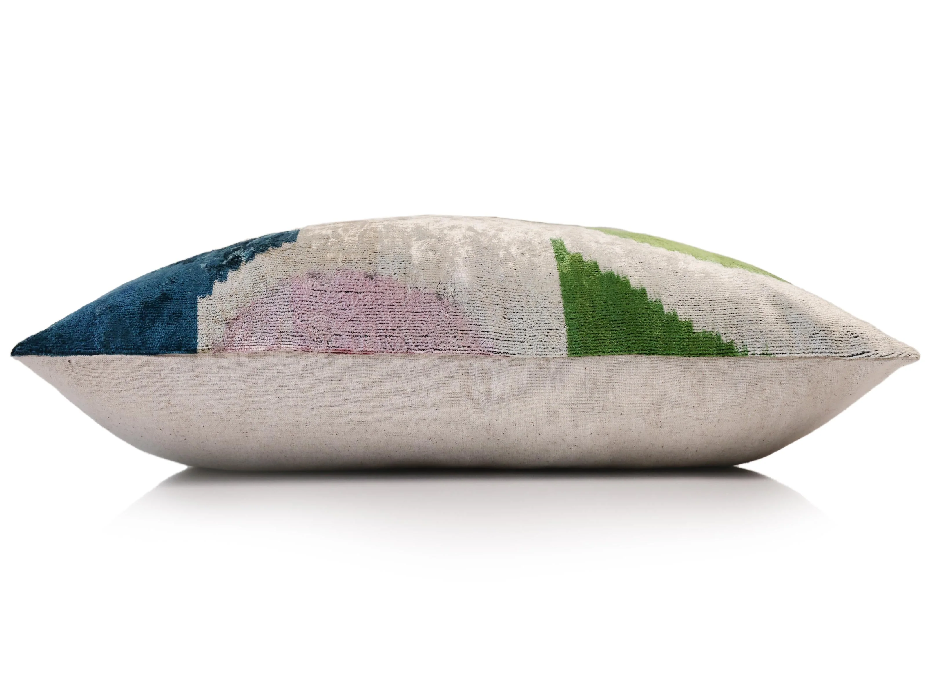 Green Yellow and Lilac Abstract Silk Velvet Pillow 16x24 Handmade Luxury Cushion - Image 4