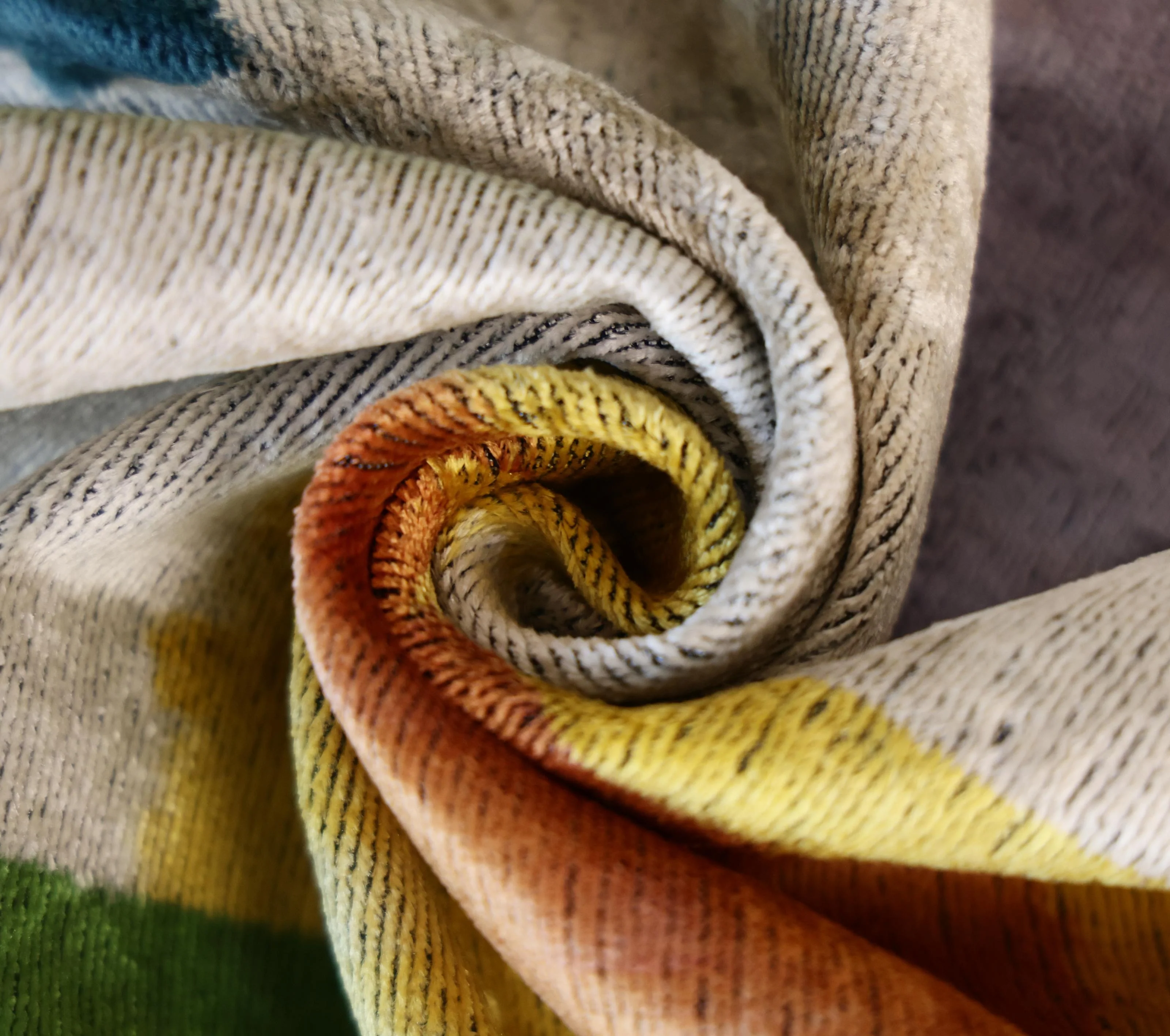 Green Yellow and Lilac Abstract Silk Velvet Pillow 16x24 Handmade Luxury Cushion - Image 7