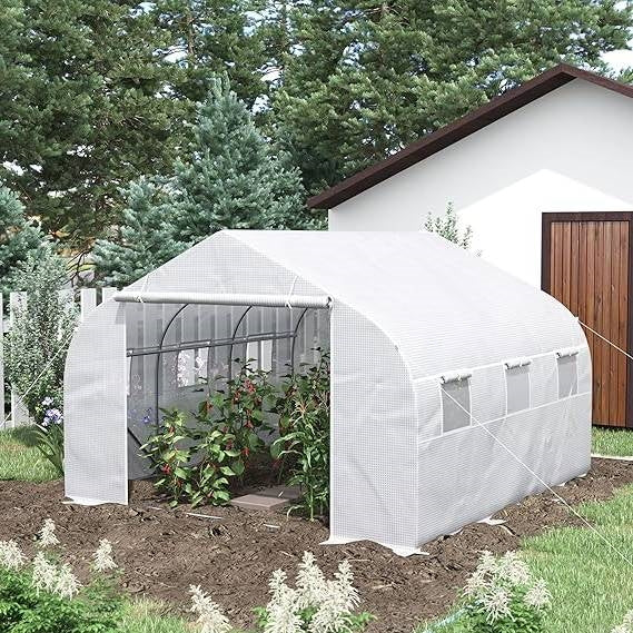 Greenhouse w/ White PE Cover and Heavy Duty Steel Frame 11.5' x 10' x 6.5' - Image 2