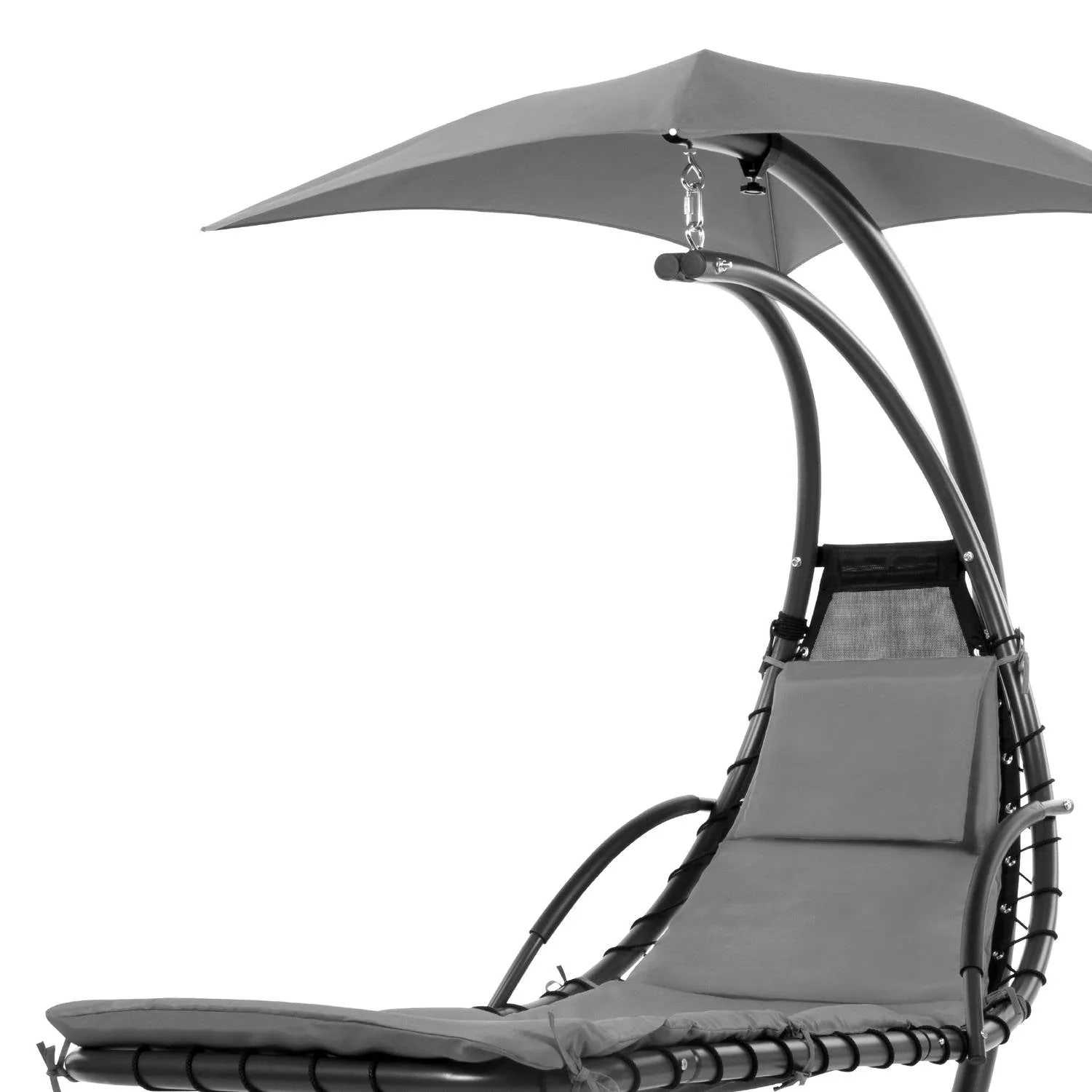 Grey Single Person Sturdy Modern Chaise Lounger Hammock Chair Porch Swing - Image 4