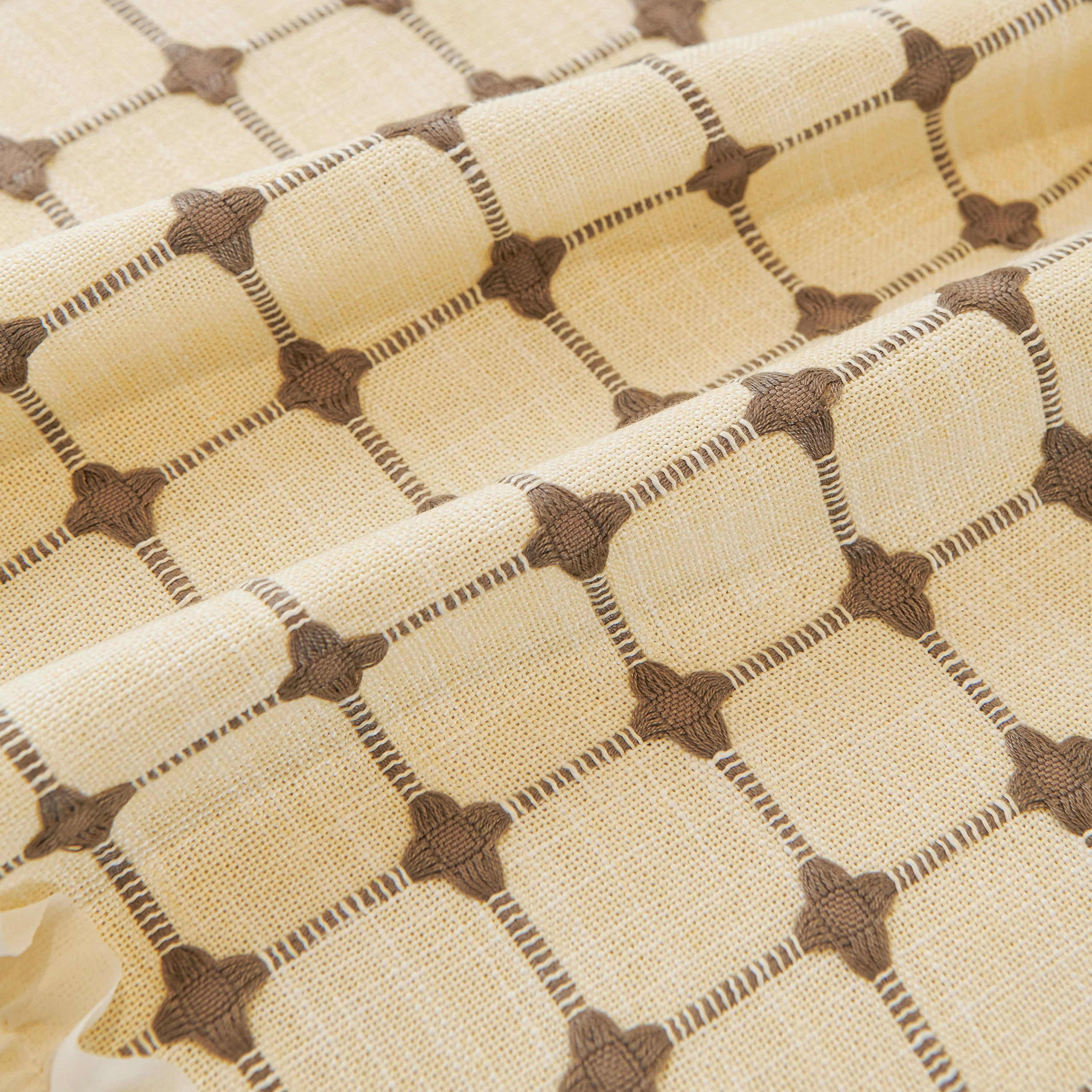 Grid Textured Sofa Cover with Sheer Ruffle Skirt, Pet-Friendly Sofa Throw Slipcover - Image 23