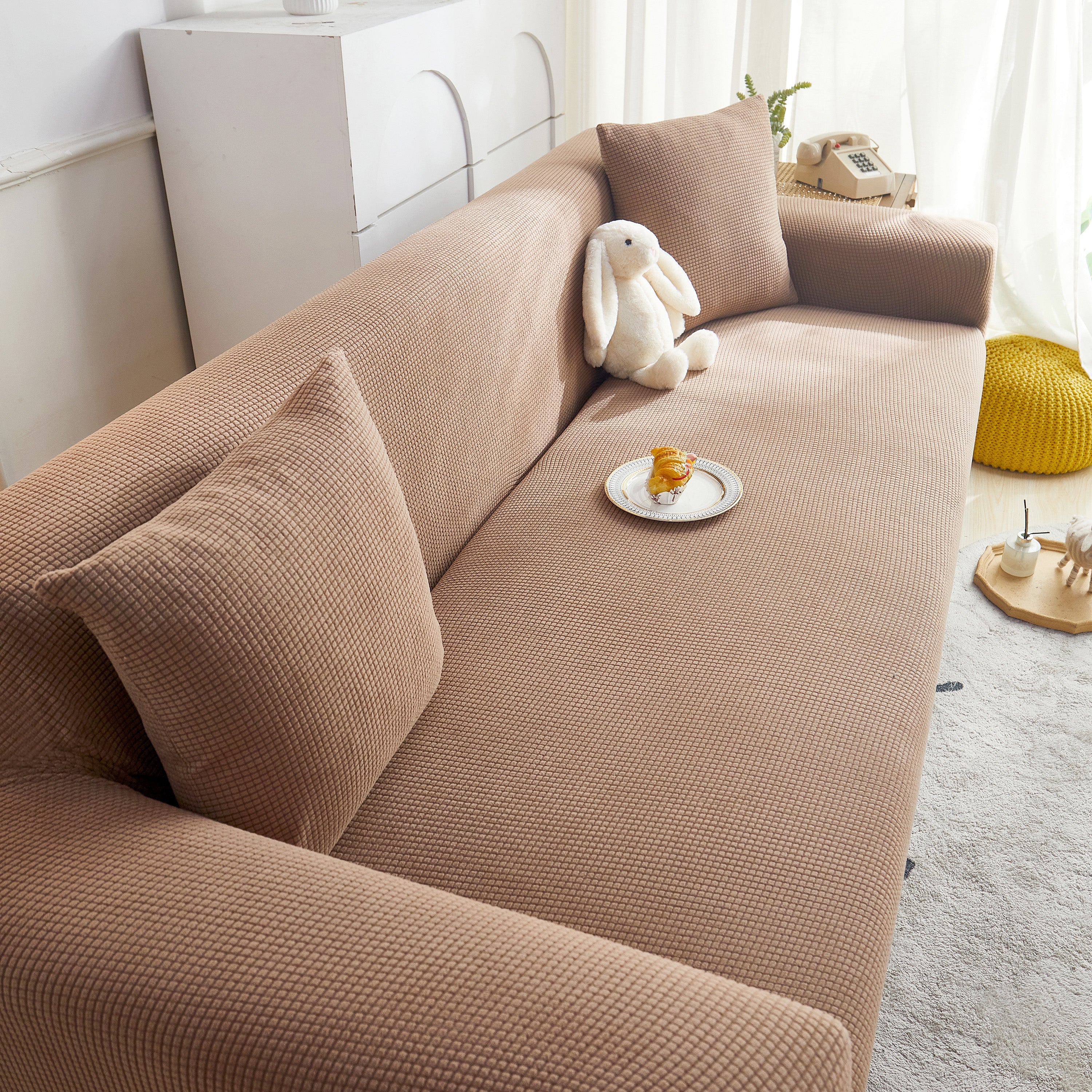 Grid Textured Stretch Sofa Cover, Soft Elastic Slipcover for Couch Protection - Image 10