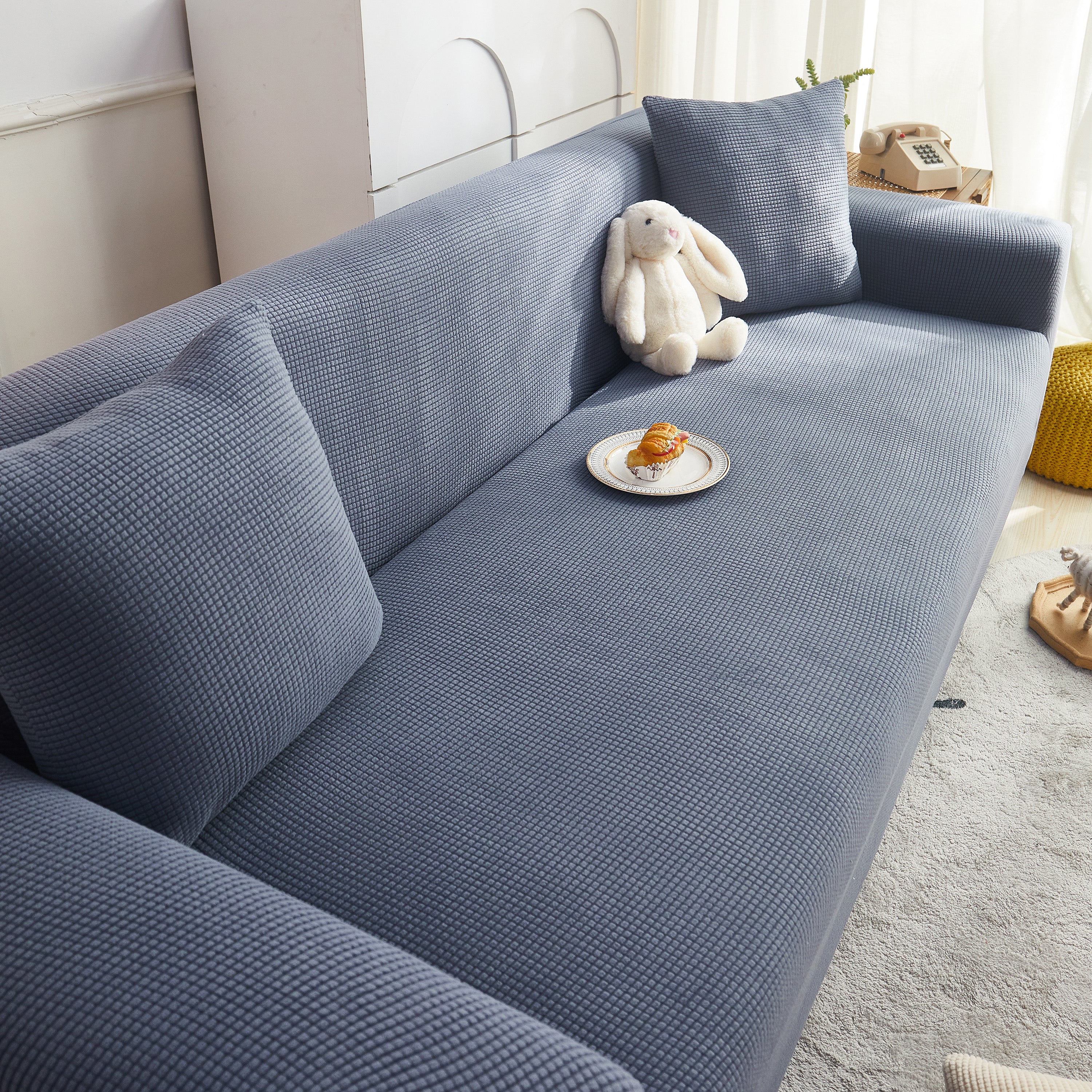 Grid Textured Stretch Sofa Cover, Soft Elastic Slipcover for Couch Protection - Image 101