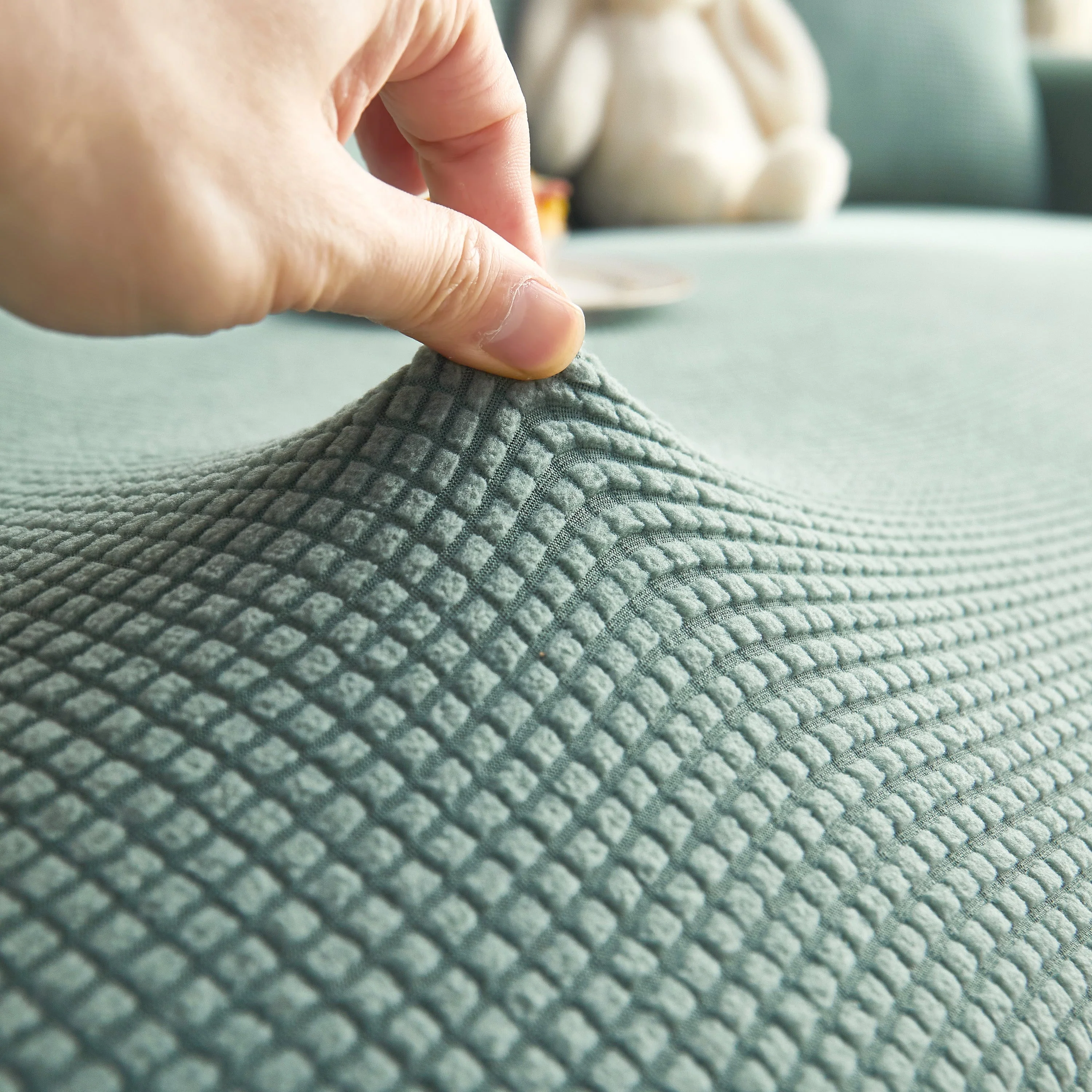 Grid Textured Stretch Sofa Cover, Soft Elastic Slipcover for Couch Protection - Image 103