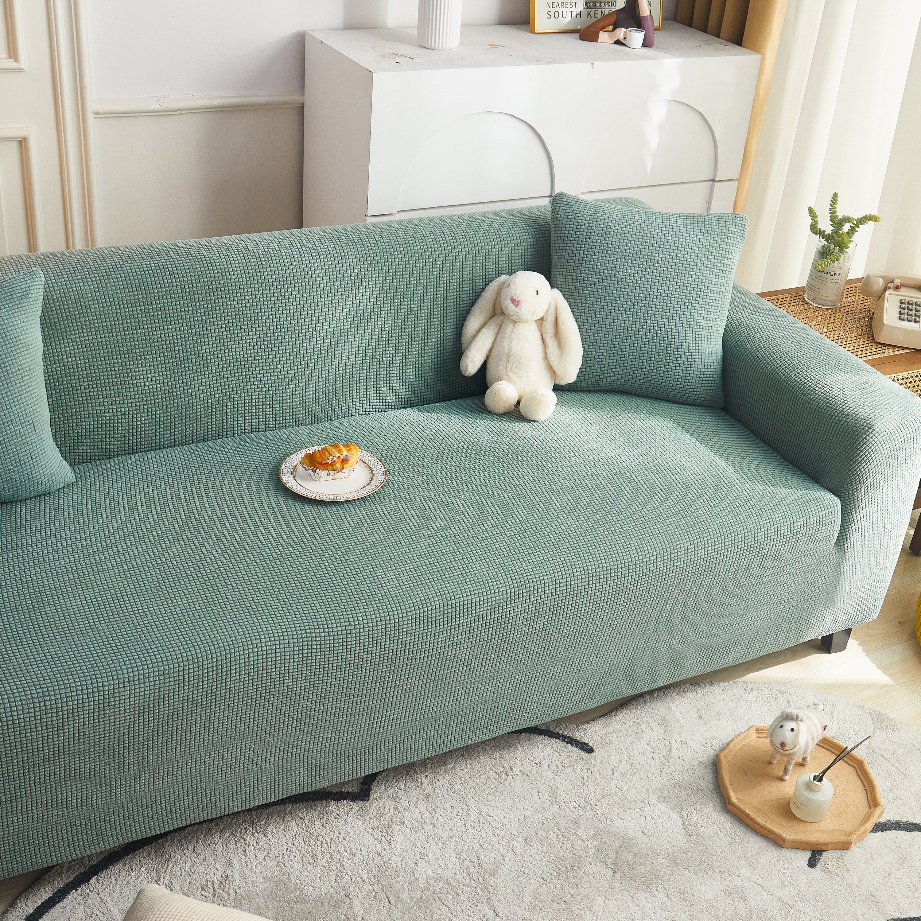 Grid Textured Stretch Sofa Cover, Soft Elastic Slipcover for Couch Protection - Image 121