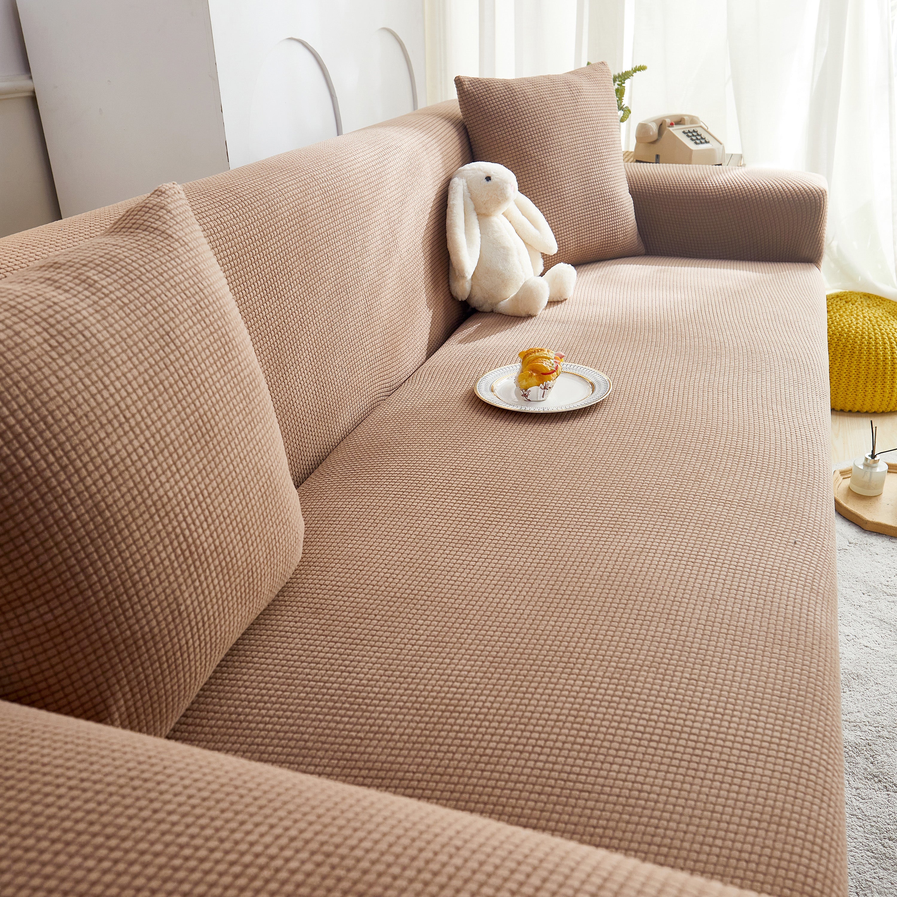 Grid Textured Stretch Sofa Cover, Soft Elastic Slipcover for Couch Protection - Image 13
