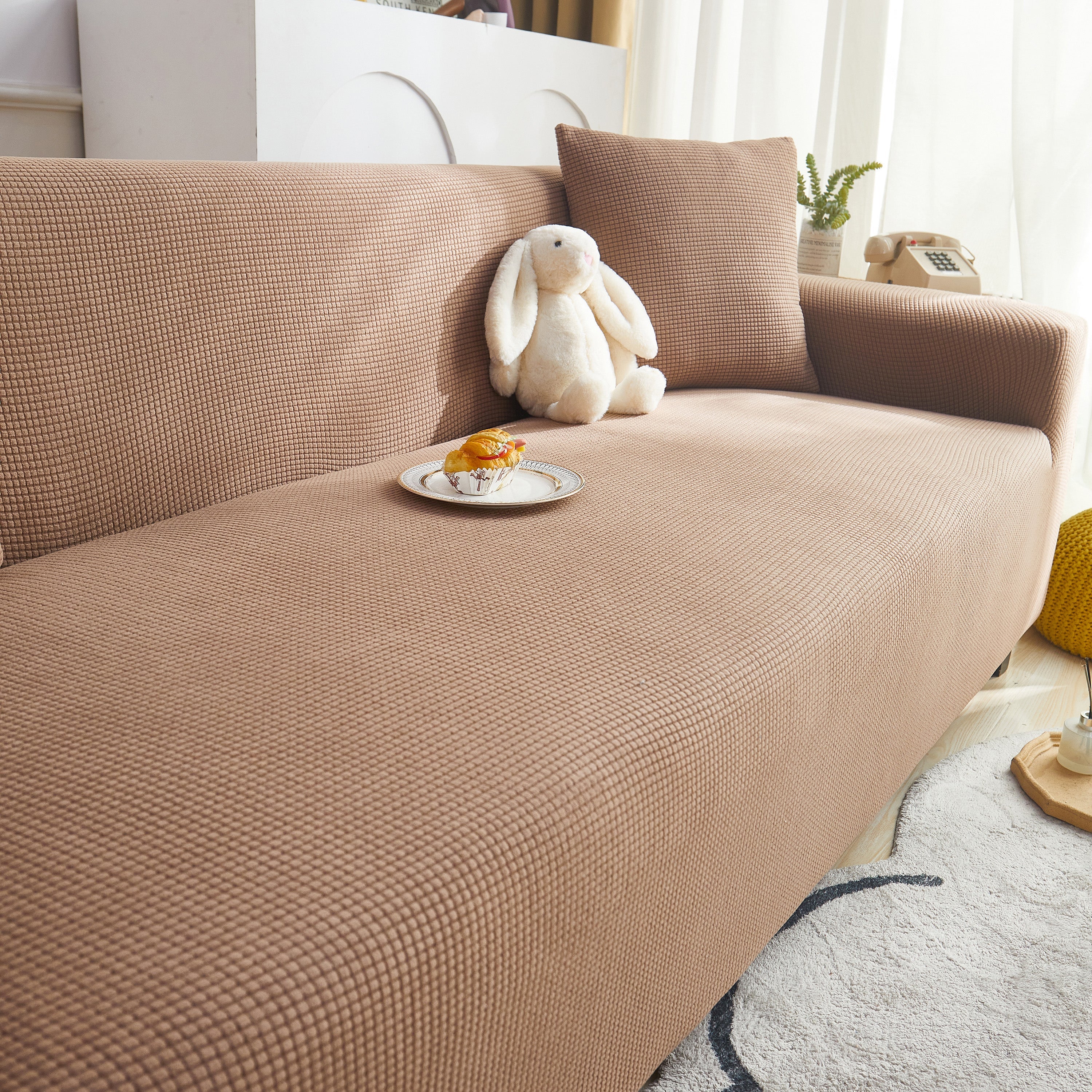 Grid Textured Stretch Sofa Cover, Soft Elastic Slipcover for Couch Protection - Image 14